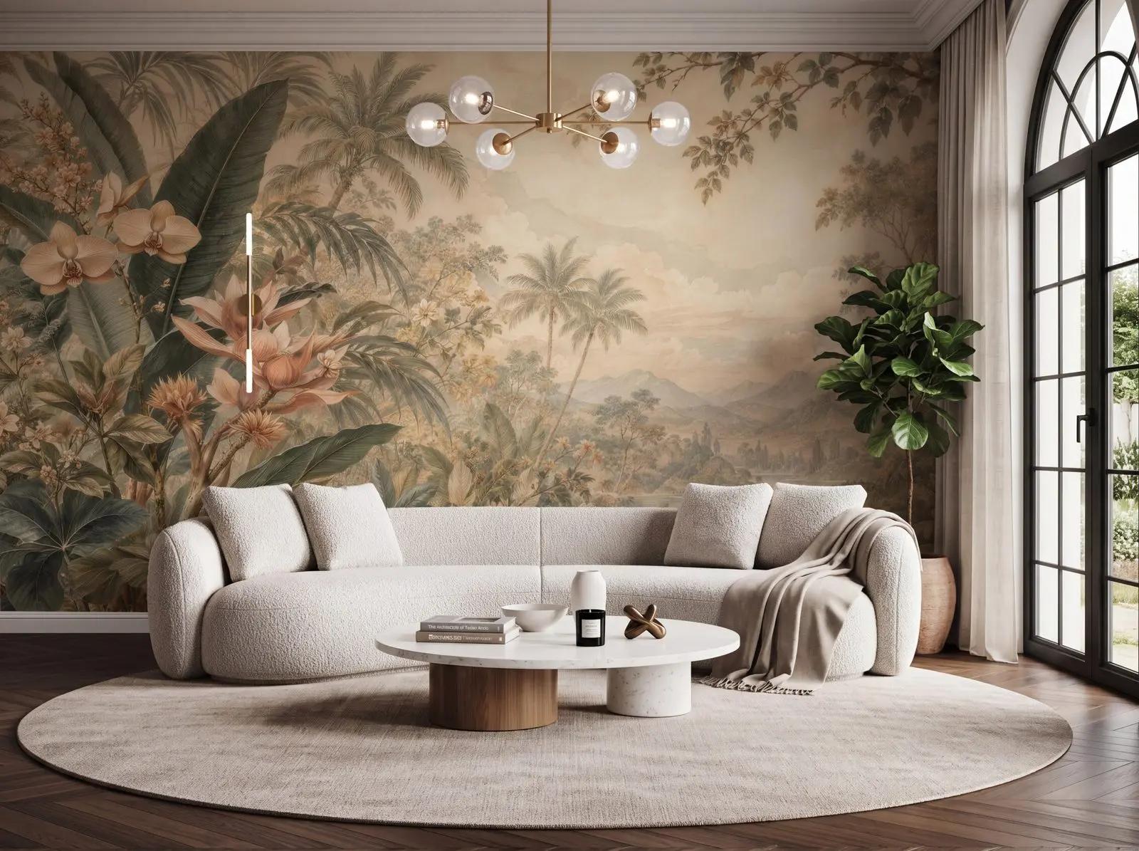 Vintage Tropical Landscape Wallpaper Mural