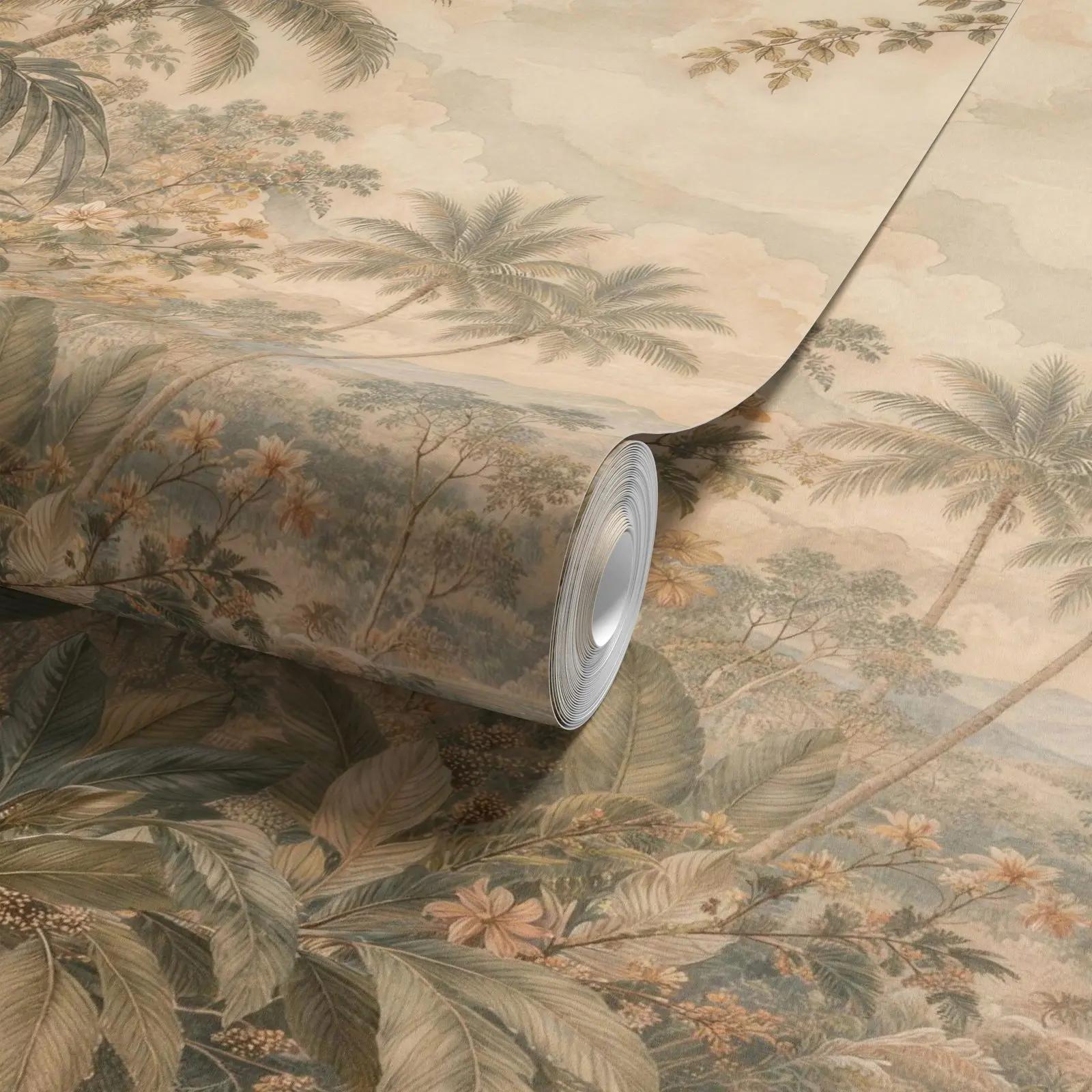 Vintage Tropical Landscape Wallpaper Mural