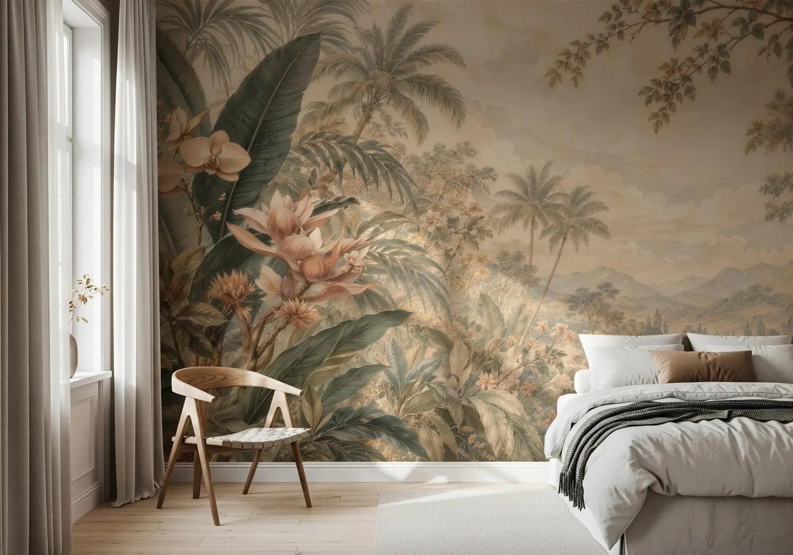 Vintage Tropical Landscape Wallpaper Mural
