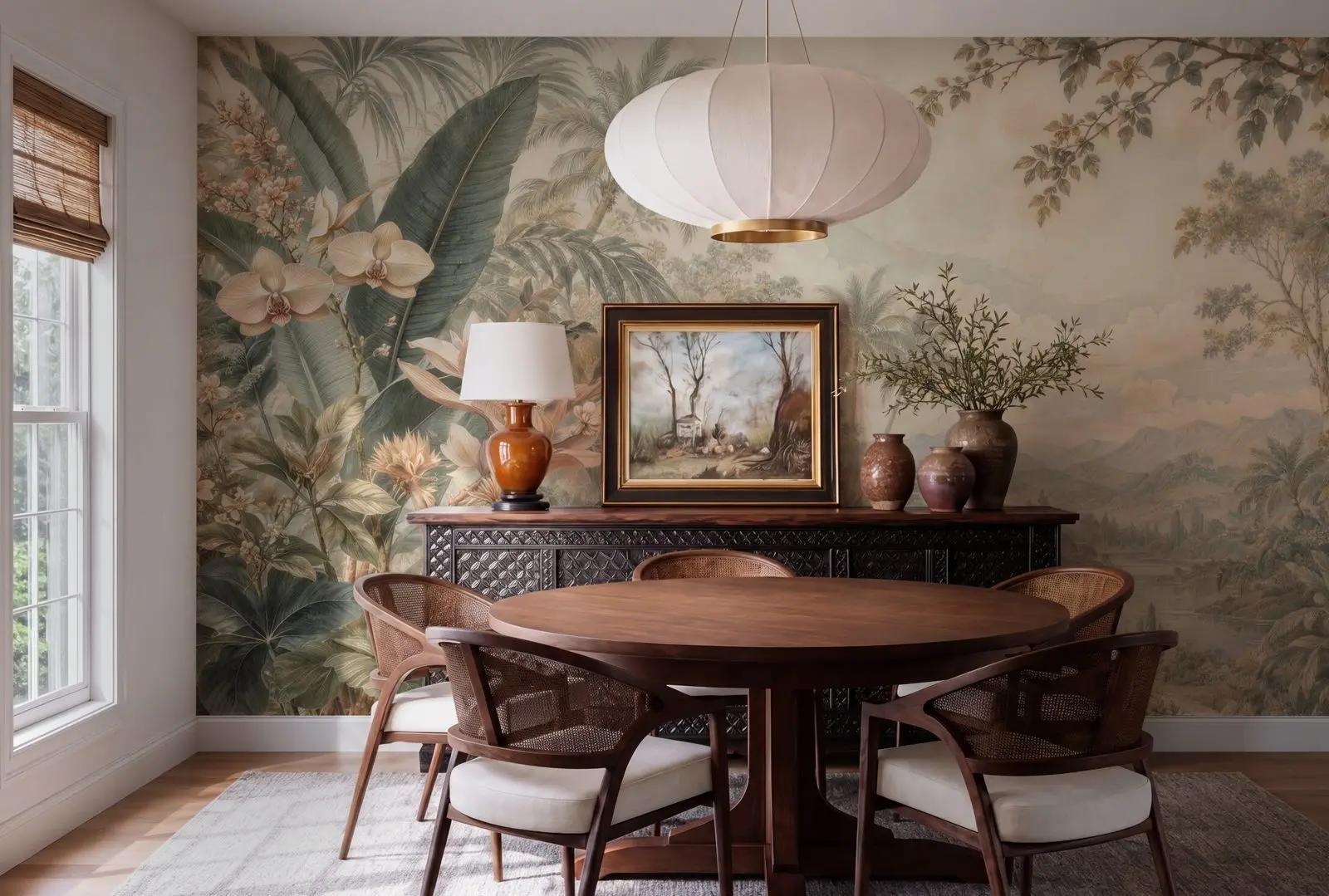 Vintage Tropical Landscape Wallpaper Mural