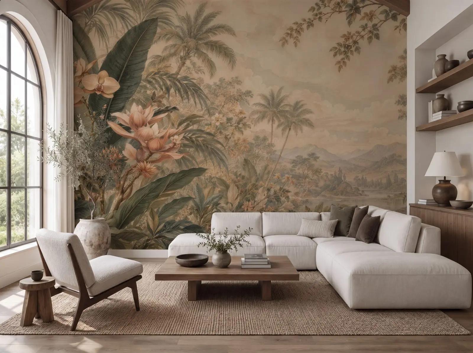 Vintage Tropical Landscape Wallpaper Mural