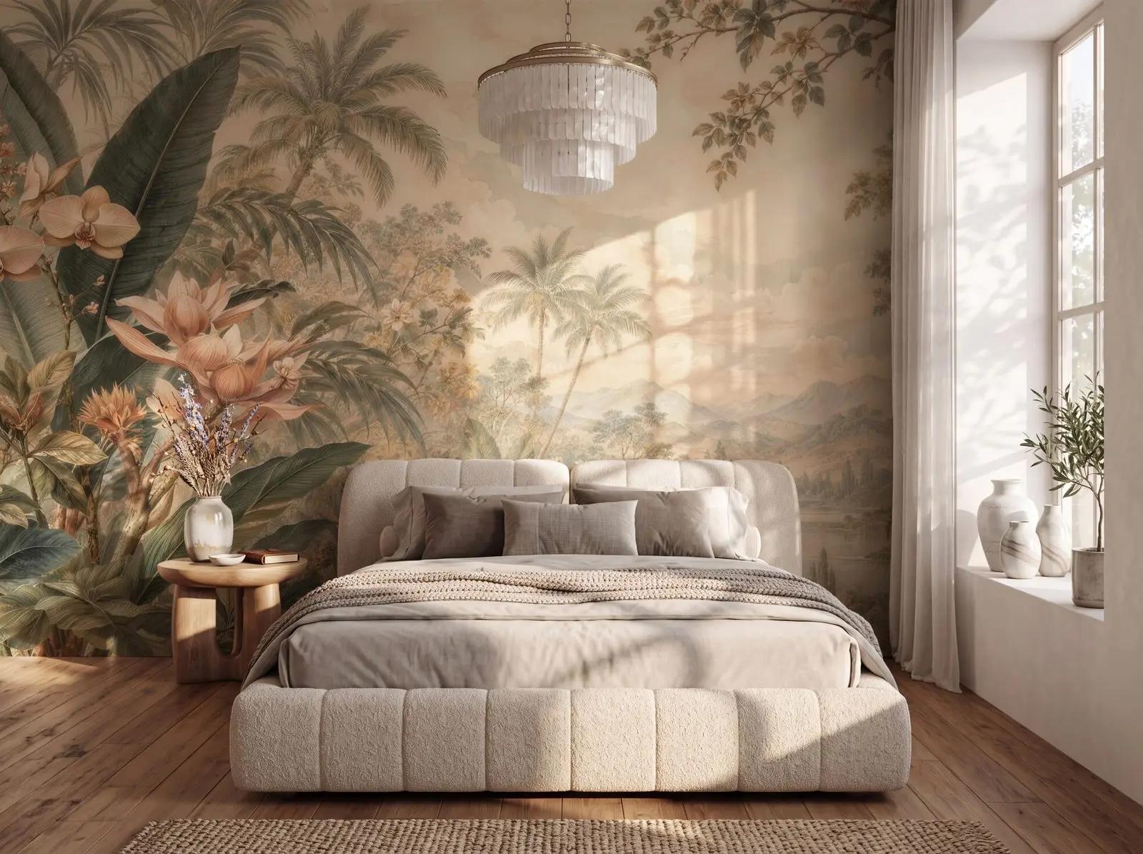 Vintage Tropical Landscape Wallpaper Mural