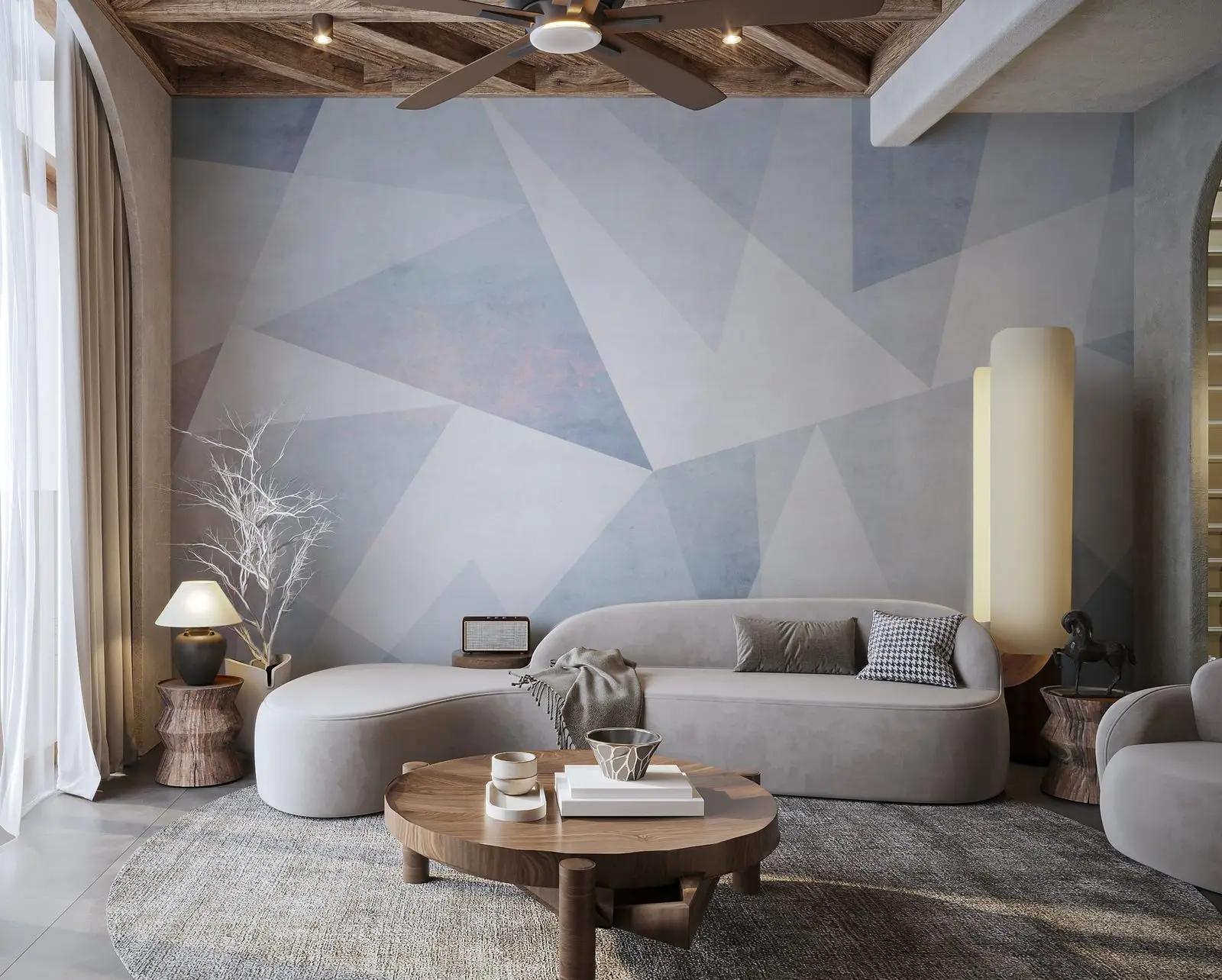 Blue Gray Geometric Wallpaper Mural