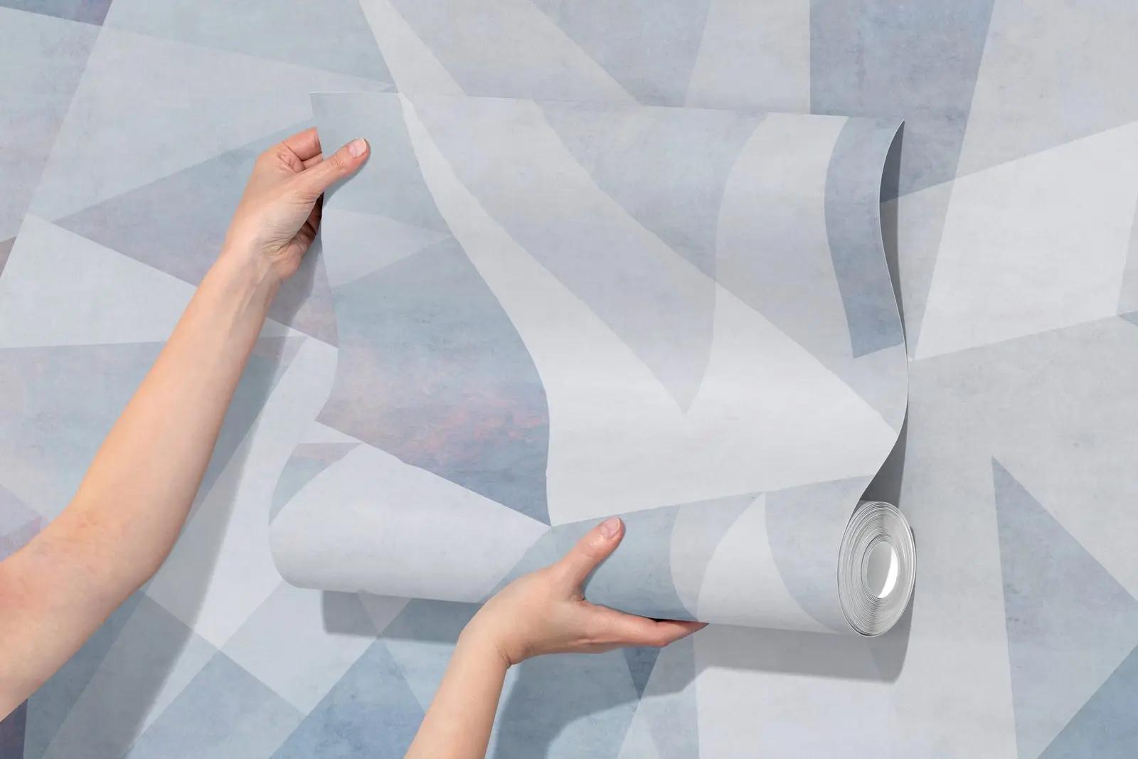 Blue Gray Geometric Wallpaper Mural