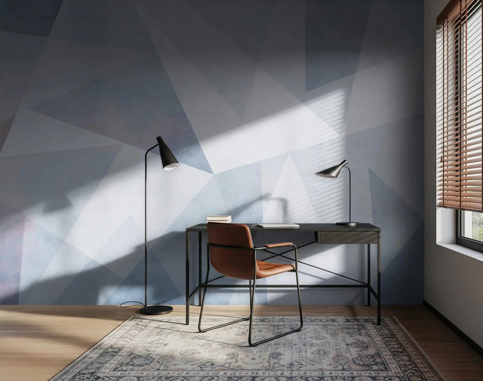 Blue Gray Geometric Wallpaper Mural