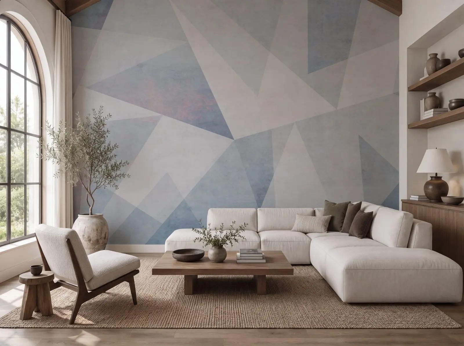 Blue Gray Geometric Wallpaper Mural