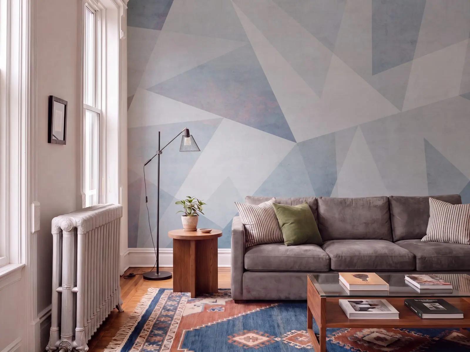 Blue Gray Geometric Wallpaper Mural