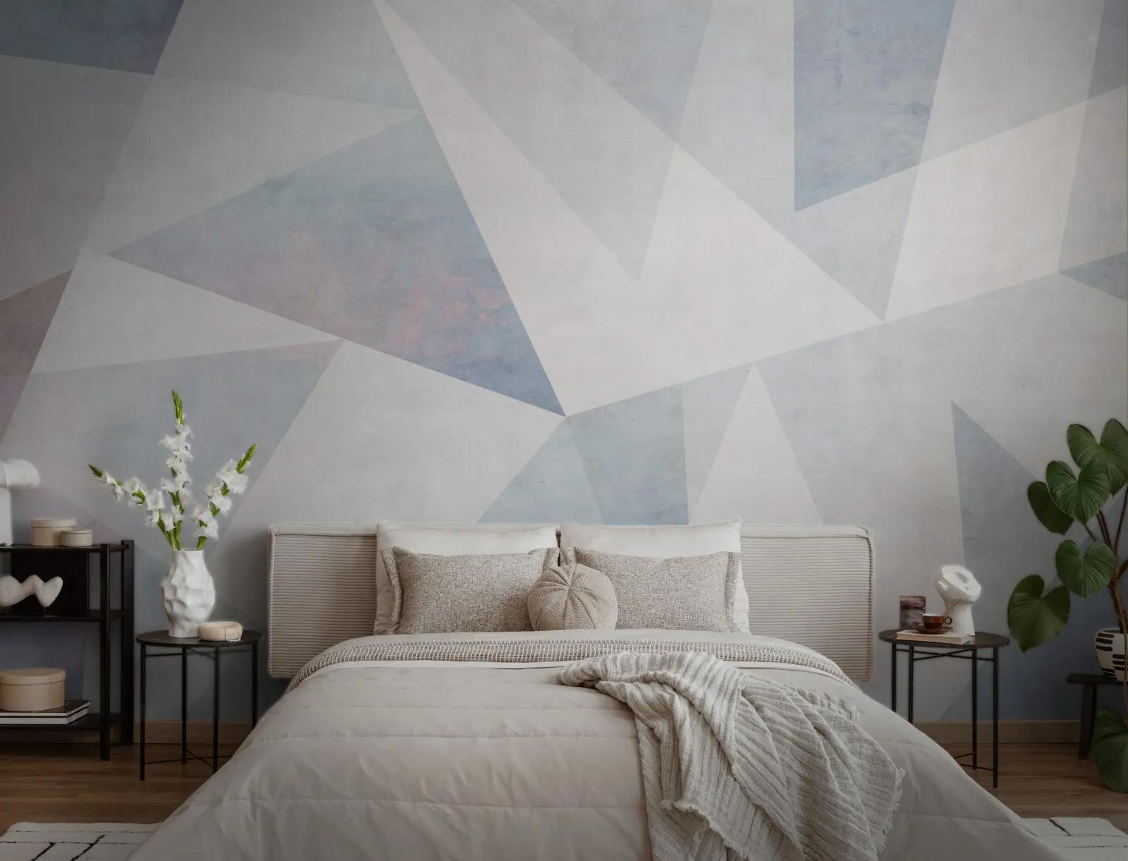 Blue Gray Geometric Wallpaper Mural