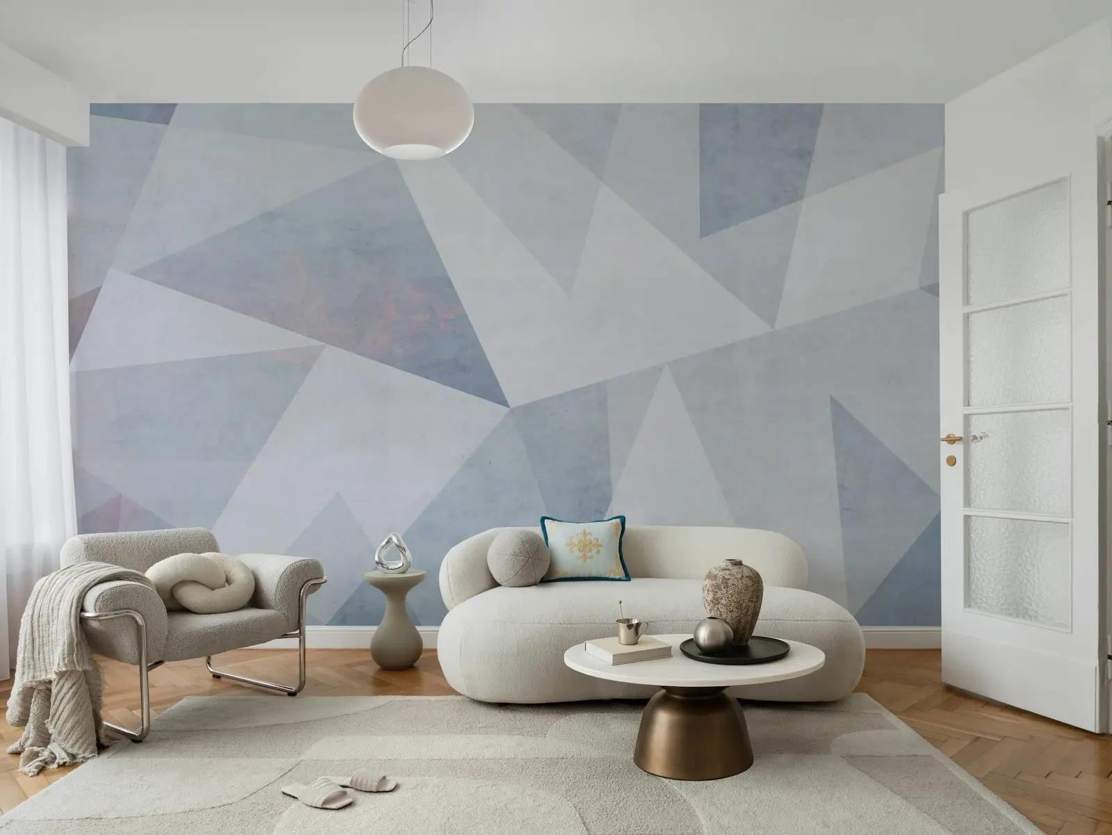 Blue Gray Geometric Wallpaper Mural