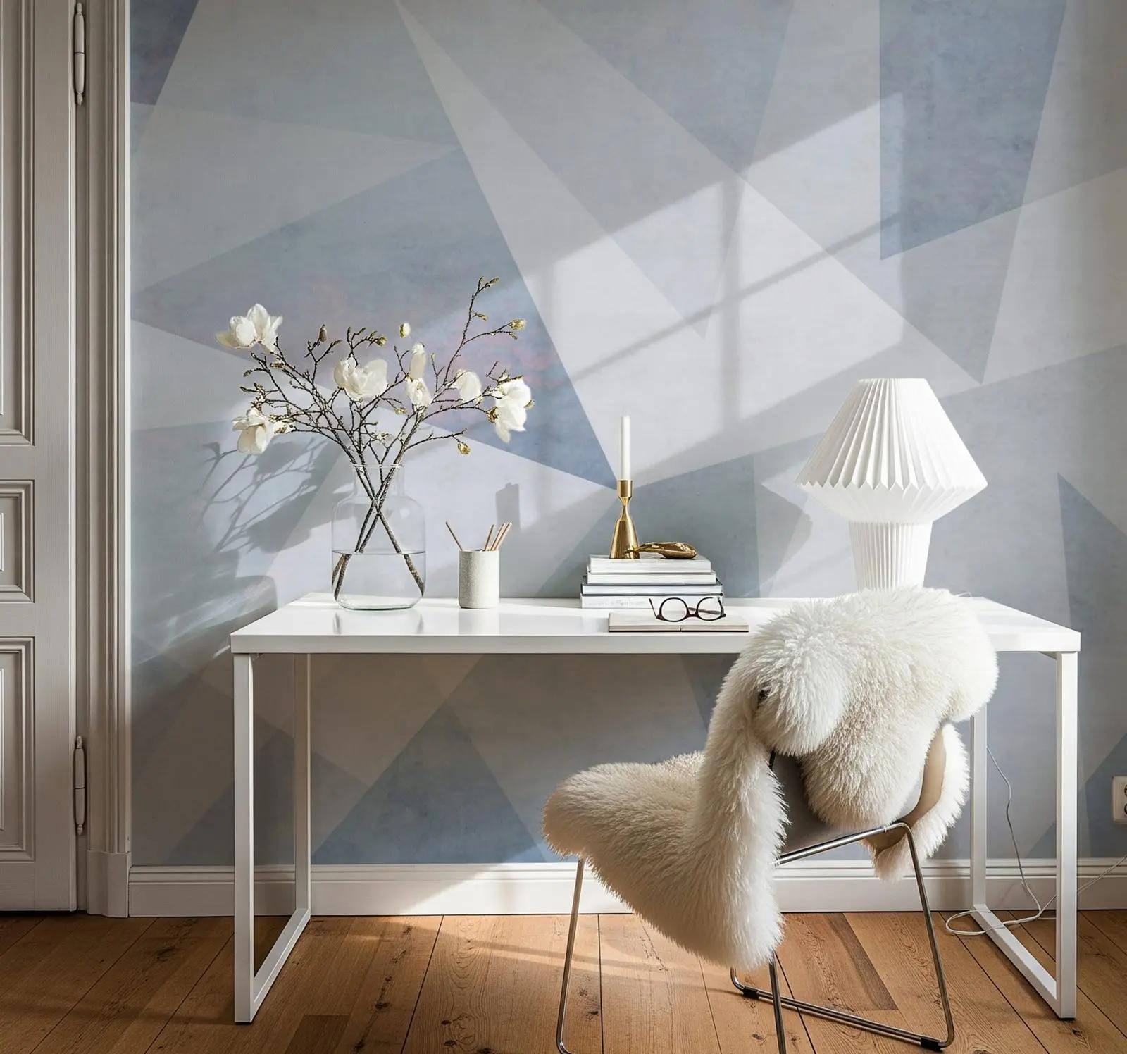 Blue Gray Geometric Wallpaper Mural