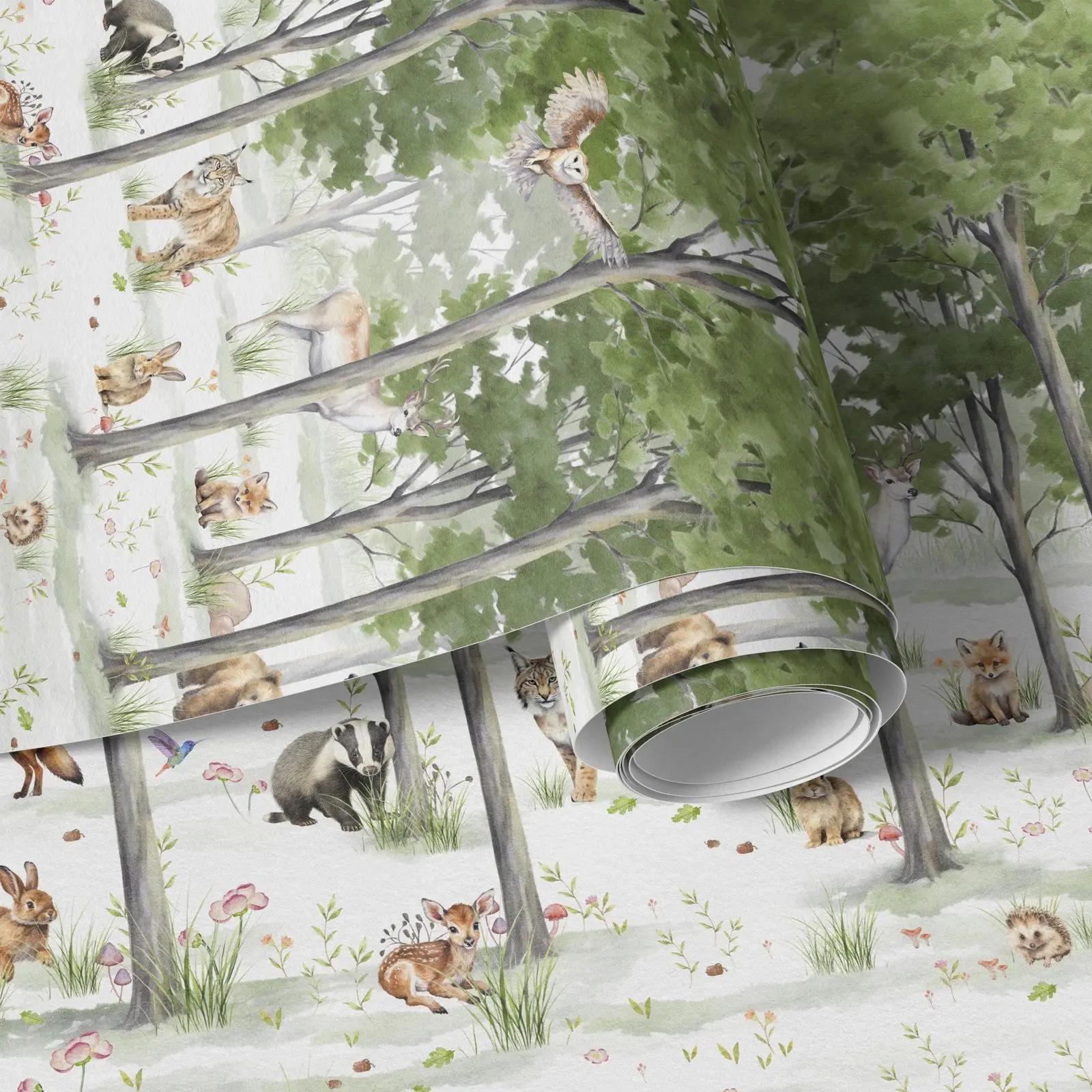 Watercolour Forest Animal Wallpaper Mural