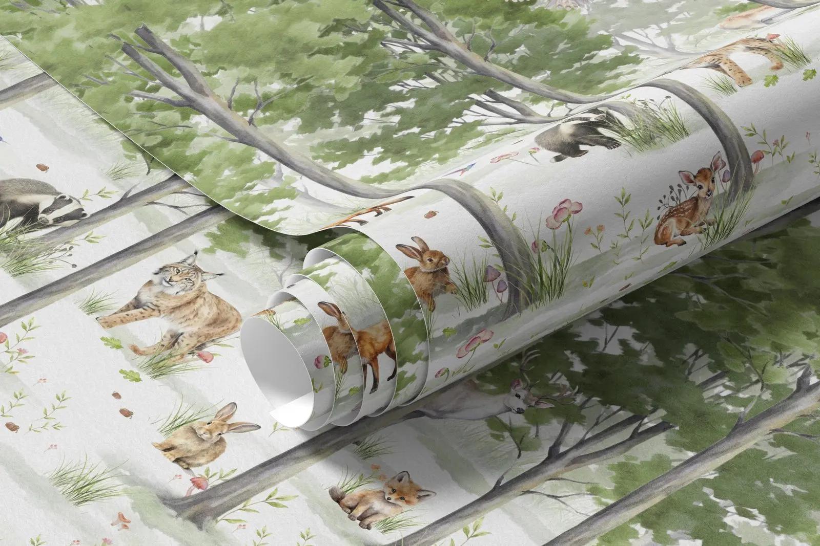 Watercolour Forest Animal Wallpaper Mural