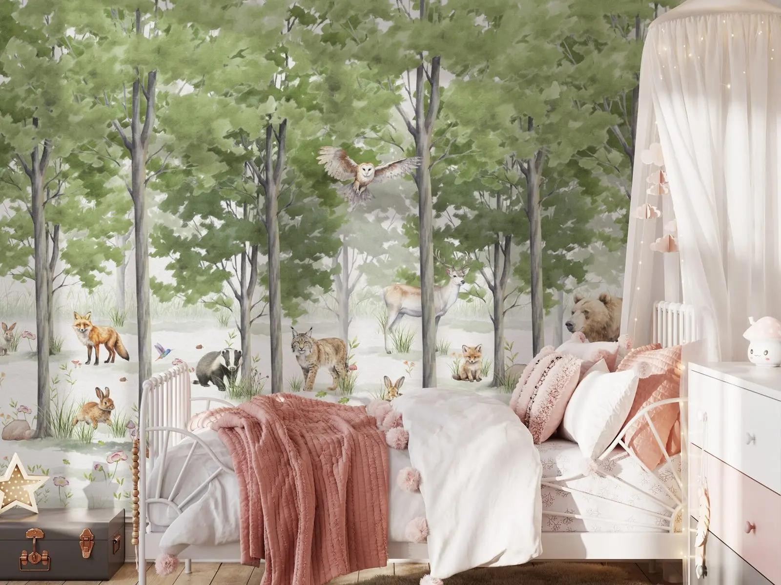 Watercolour Forest Animal Wallpaper Mural