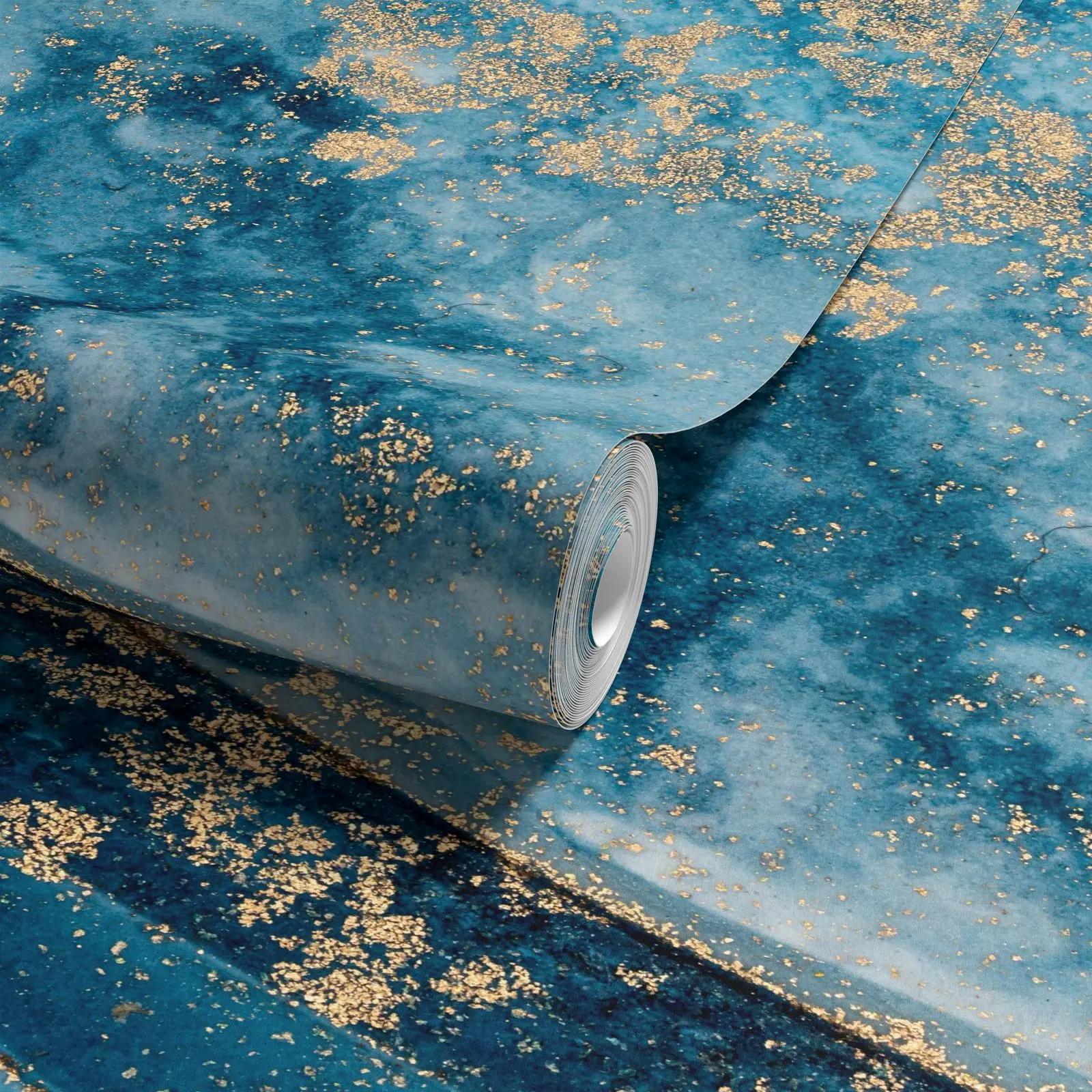 Blue and Gold Marble Wallpaper Mural