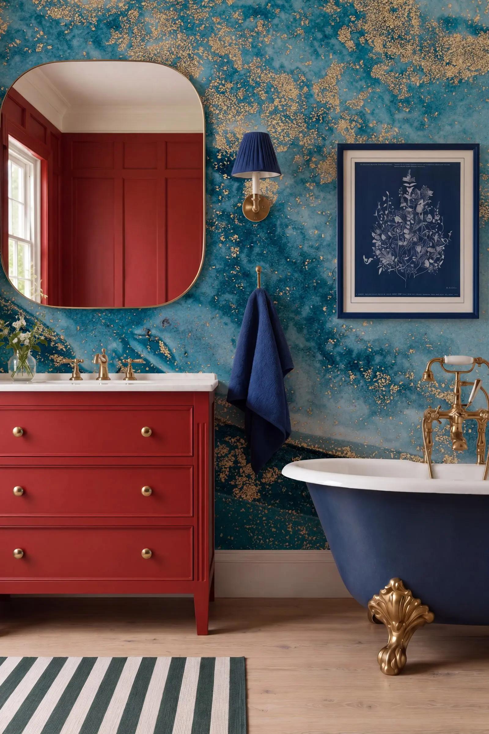 Blue and Gold Marble Wallpaper Mural