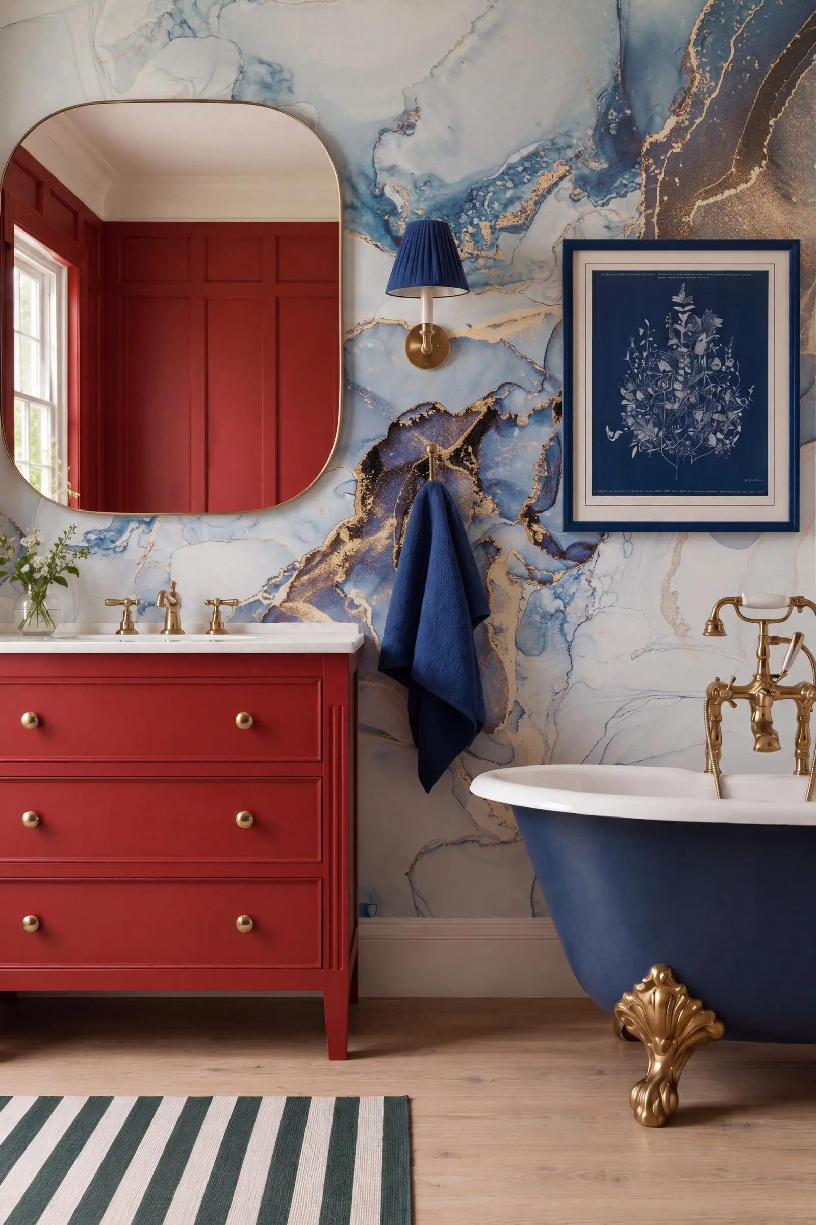 Blue and Gold Marble Wallpaper Mural