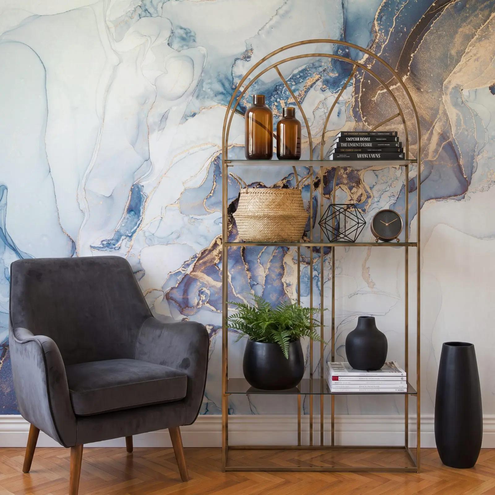Blue and Gold Marble Wallpaper Mural