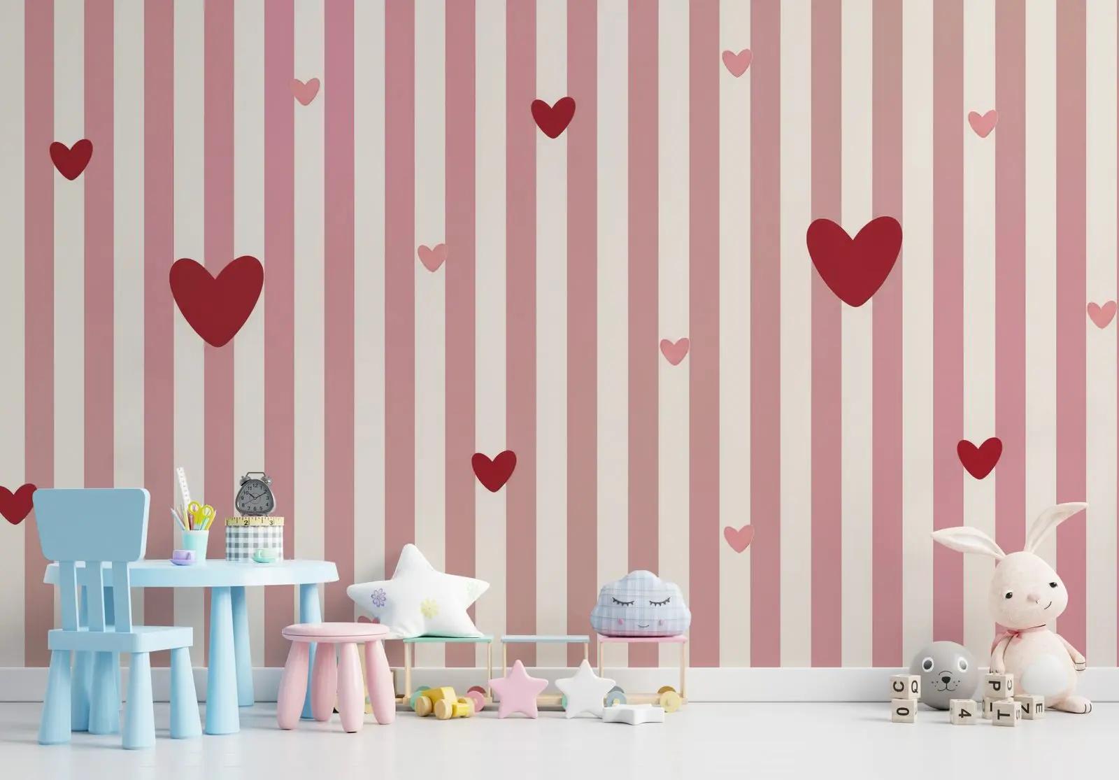 Pink Heart Wallpaper Mural