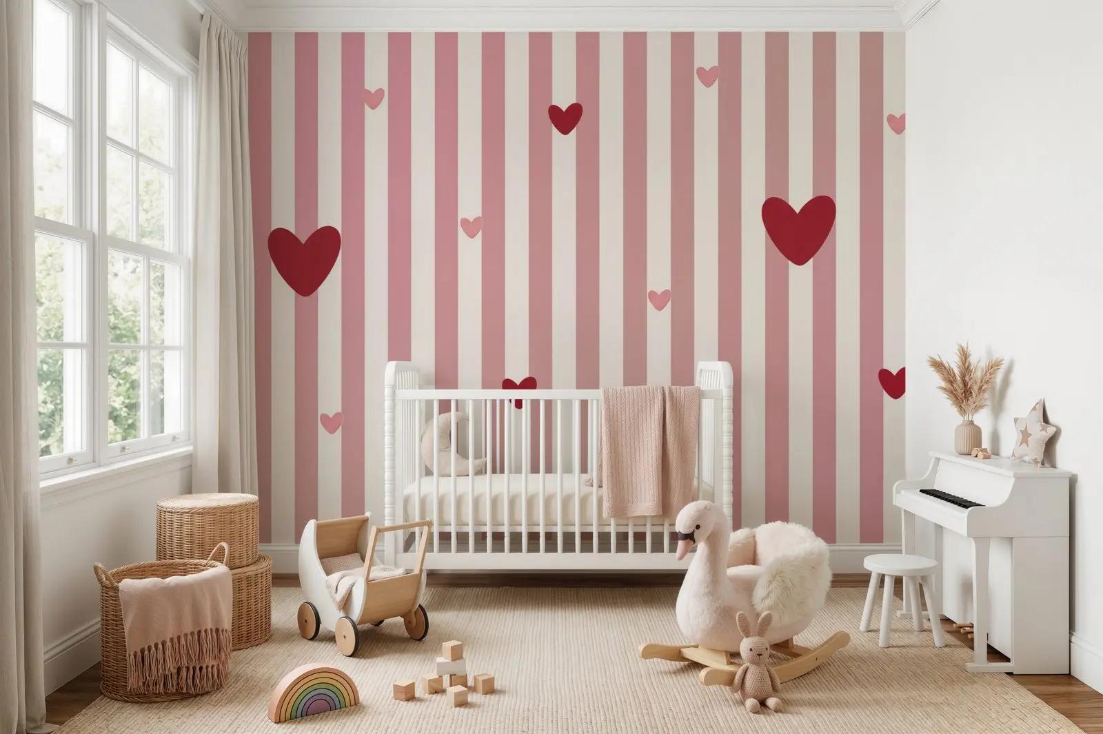 Pink Heart Wallpaper Mural