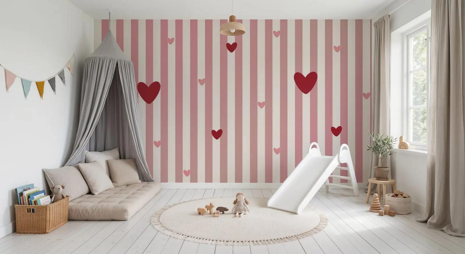Pink Heart Wallpaper Mural