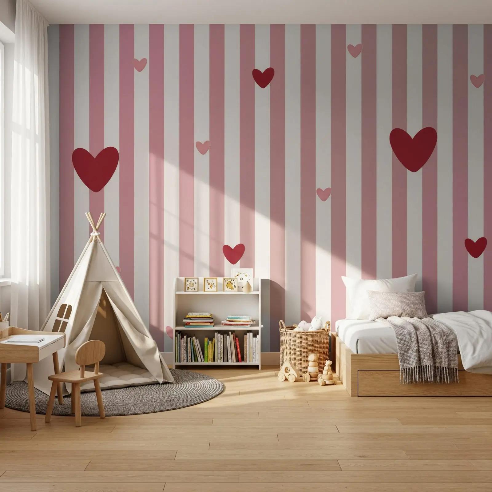 Pink Heart Wallpaper Mural
