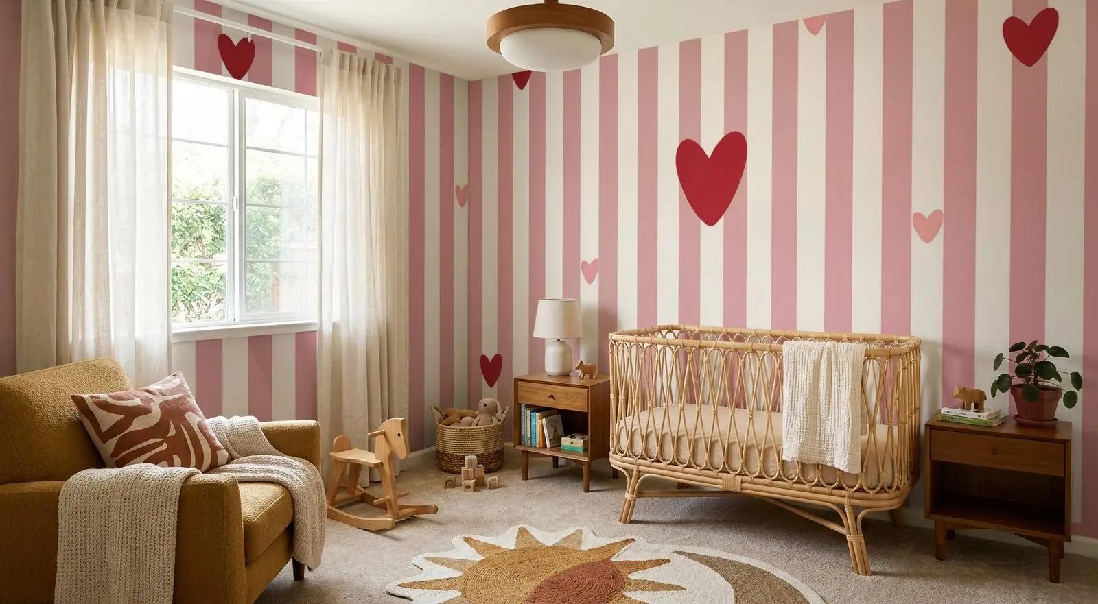Pink Heart Wallpaper Mural