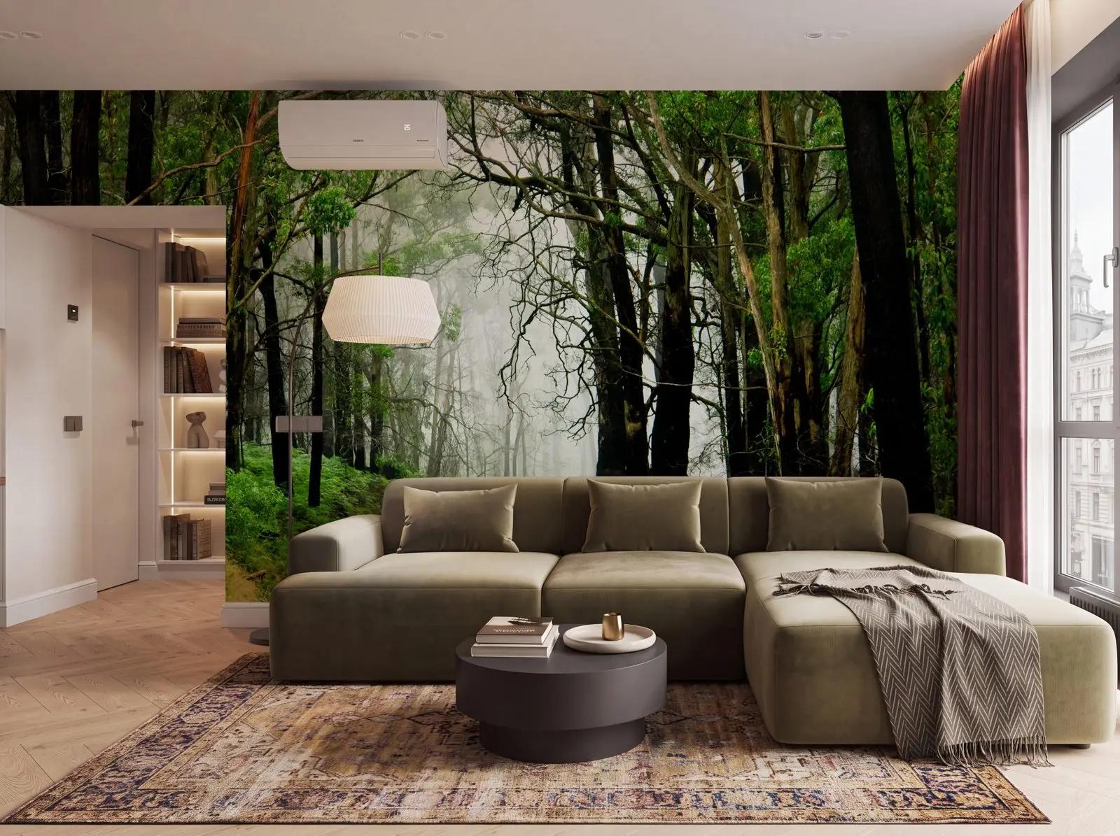 Misty Woodland Road Wallpaper Mural