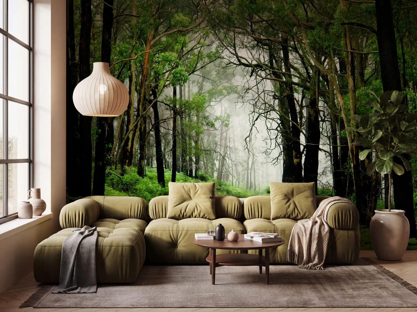 Misty Woodland Road Wallpaper Mural