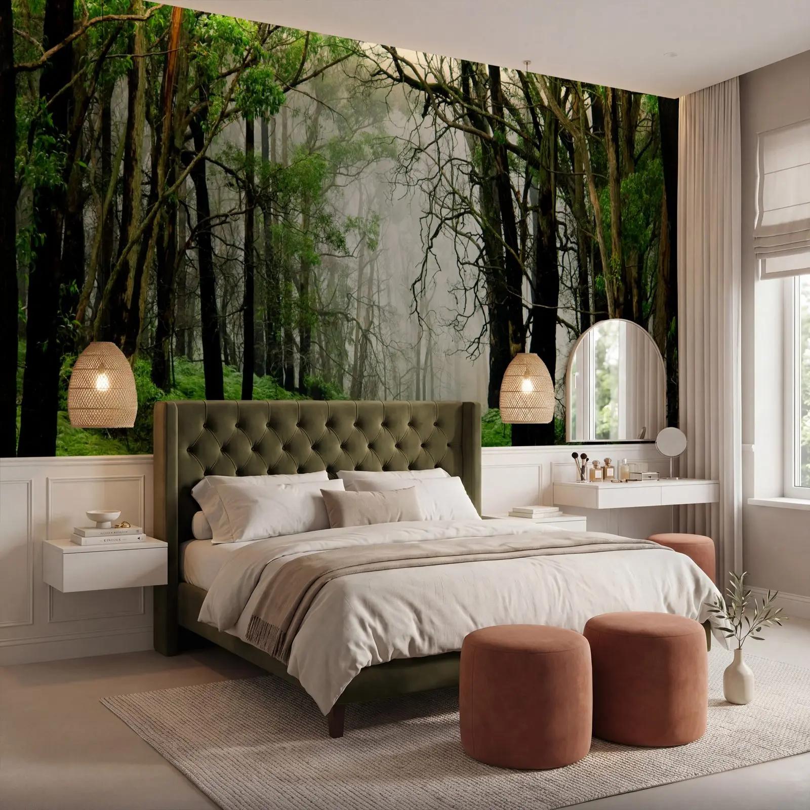 Misty Woodland Road Wallpaper Mural
