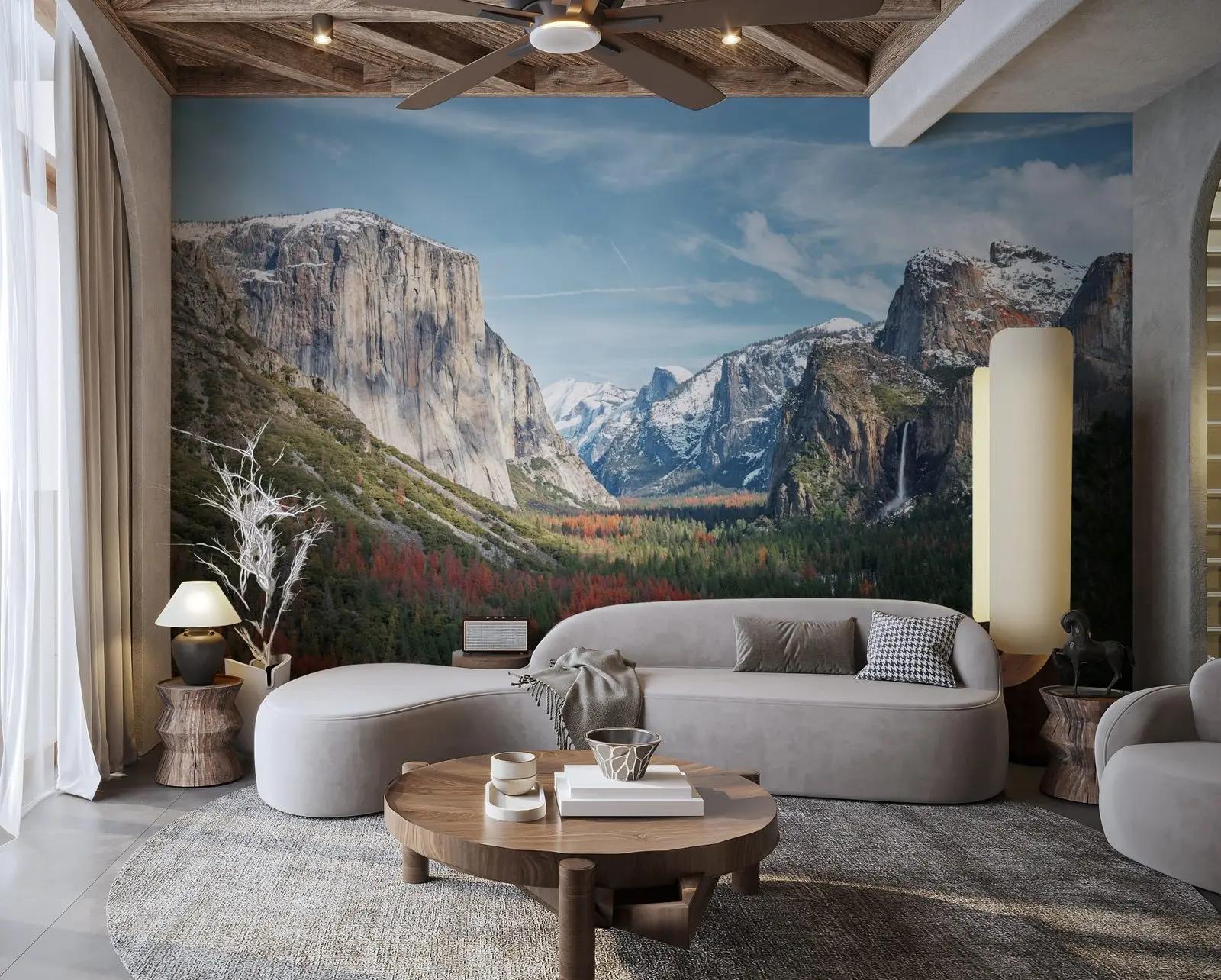 Snowy Mountain Valley Wallpaper Mural