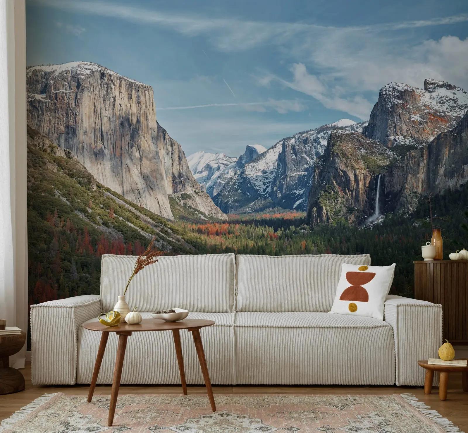 Snowy Mountain Valley Wallpaper Mural