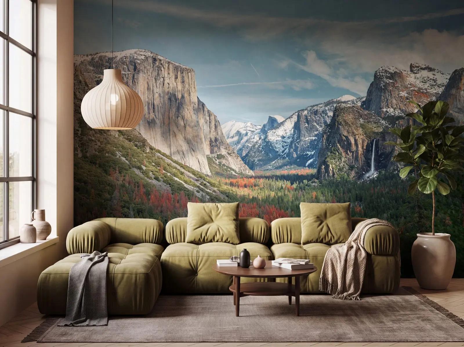 Snowy Mountain Valley Wallpaper Mural