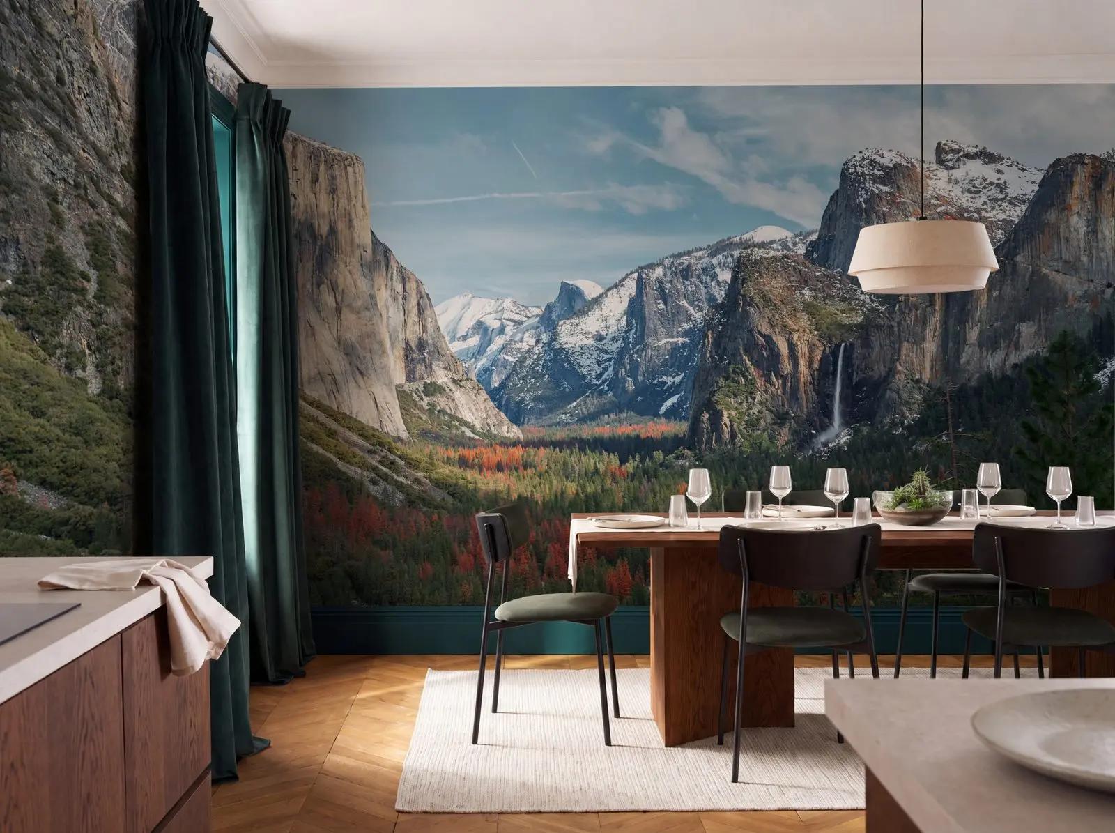 Snowy Mountain Valley Wallpaper Mural