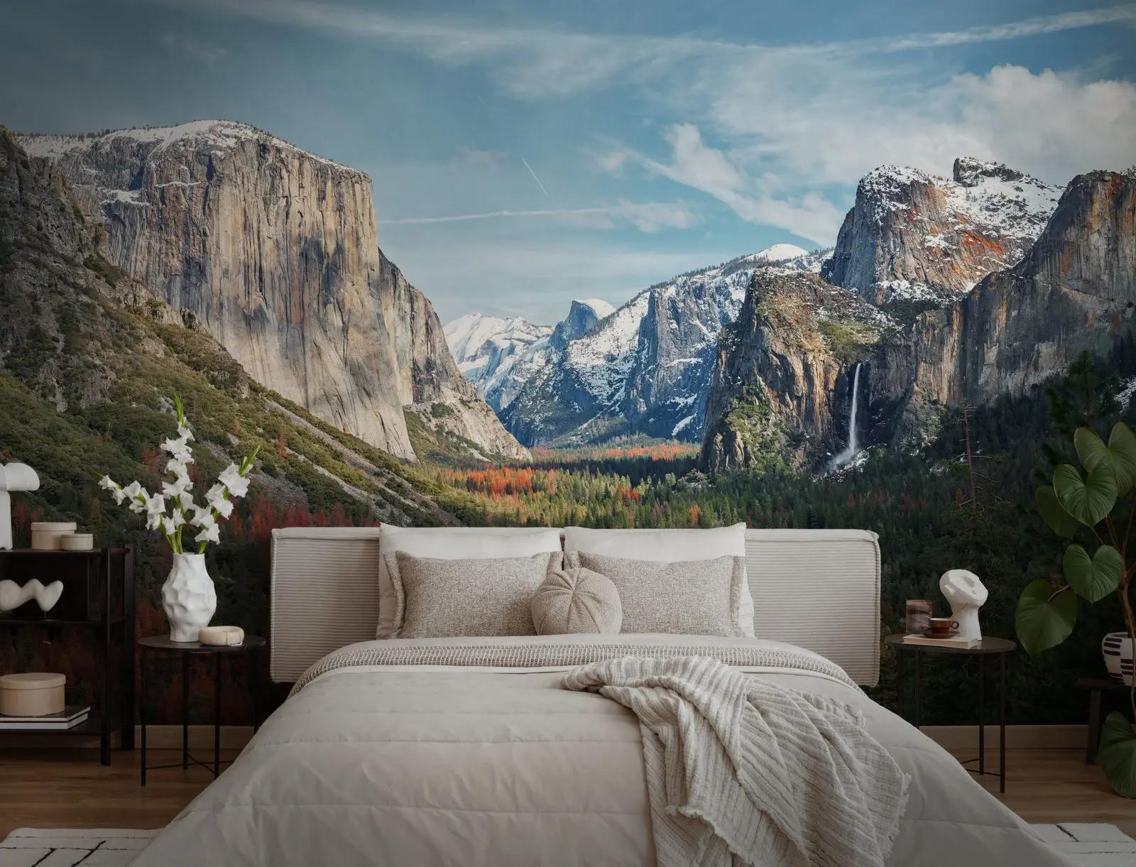 Snowy Mountain Valley Wallpaper Mural