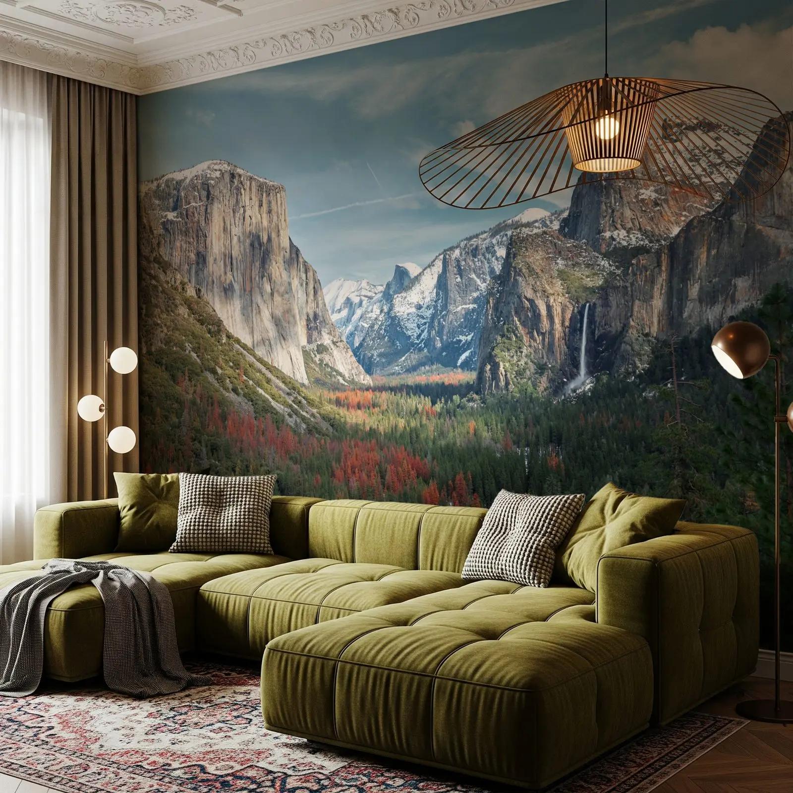 Snowy Mountain Valley Wallpaper Mural