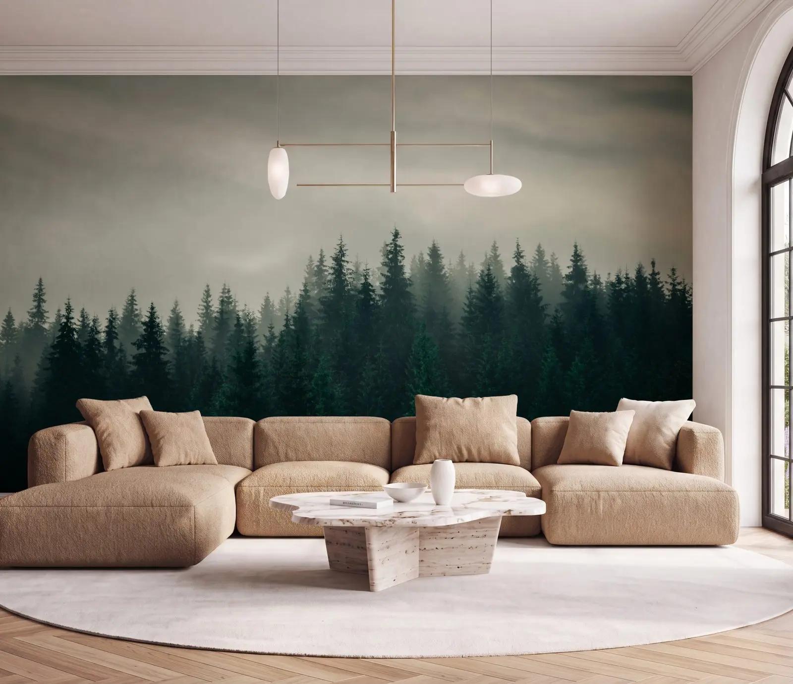 Misty Pine Forest Wallpaper