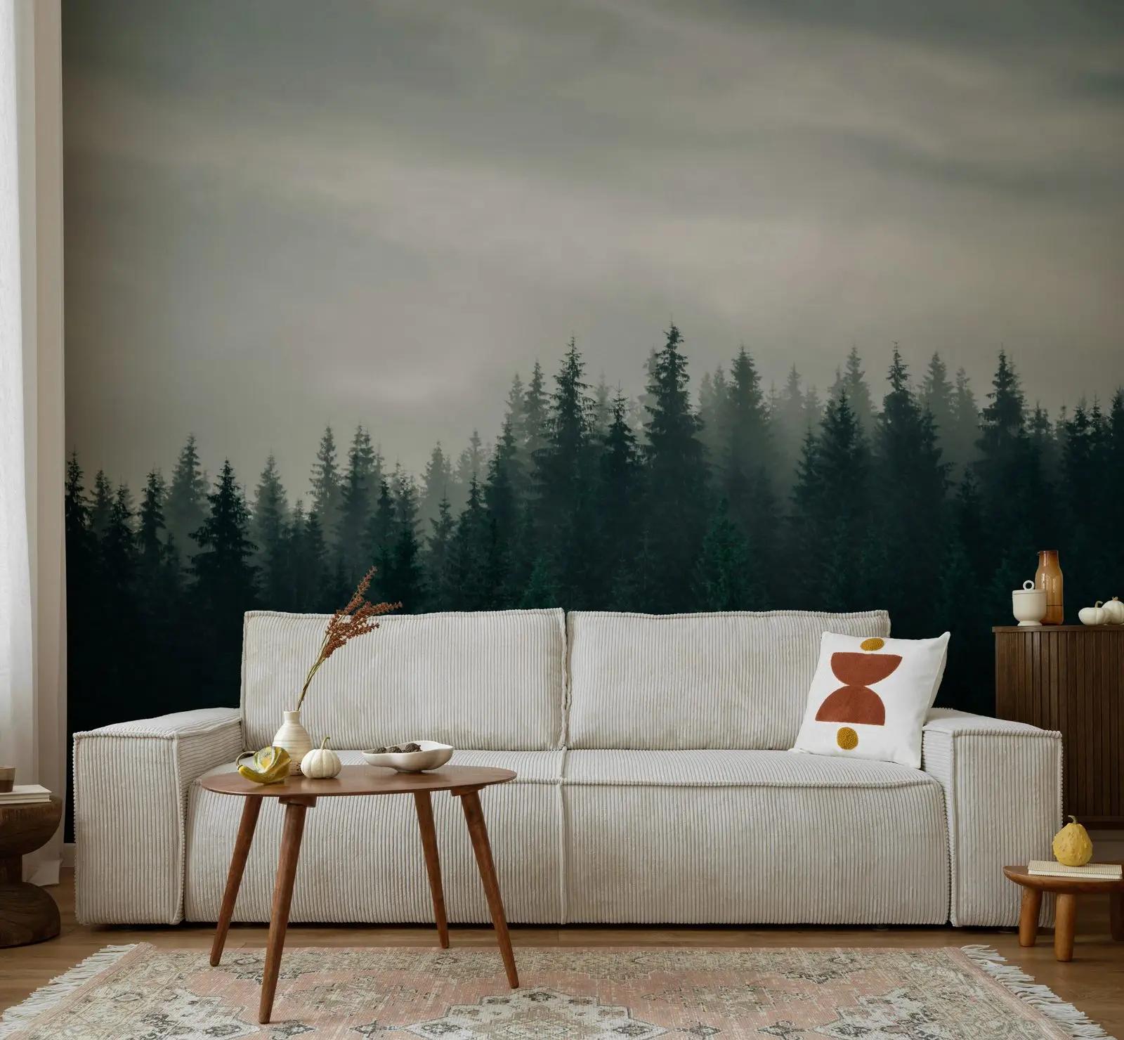 Misty Pine Forest Wallpaper