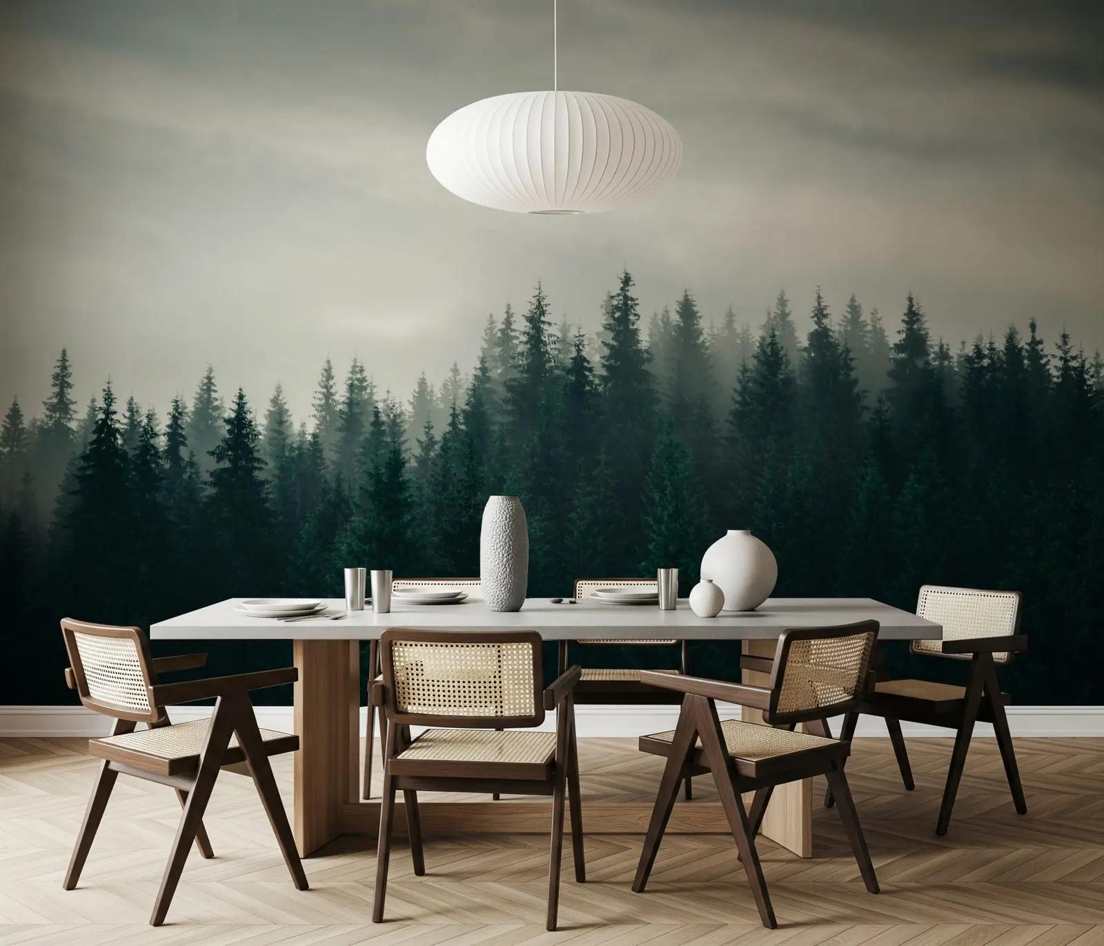 Misty Pine Forest Wallpaper