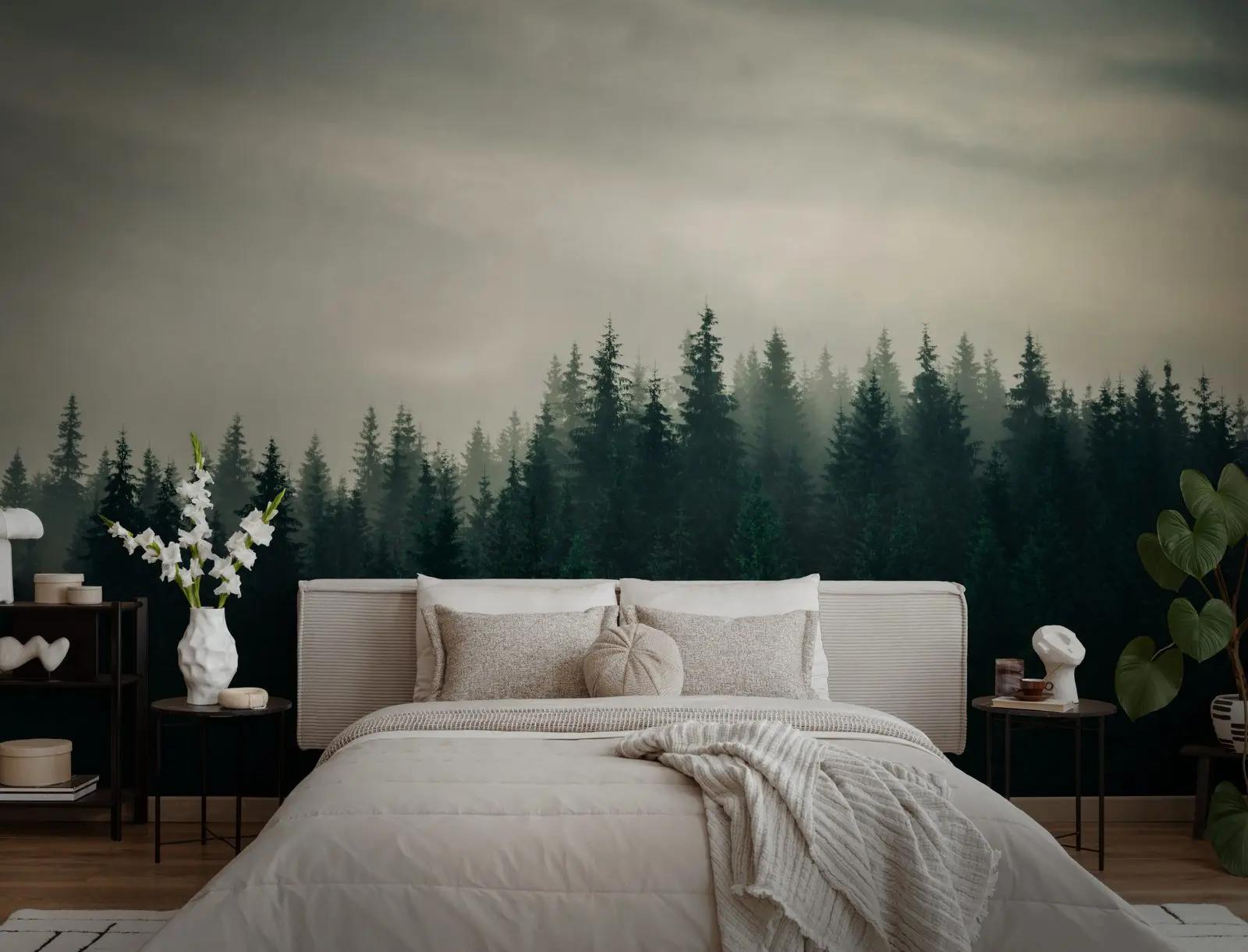 Misty Pine Forest Wallpaper