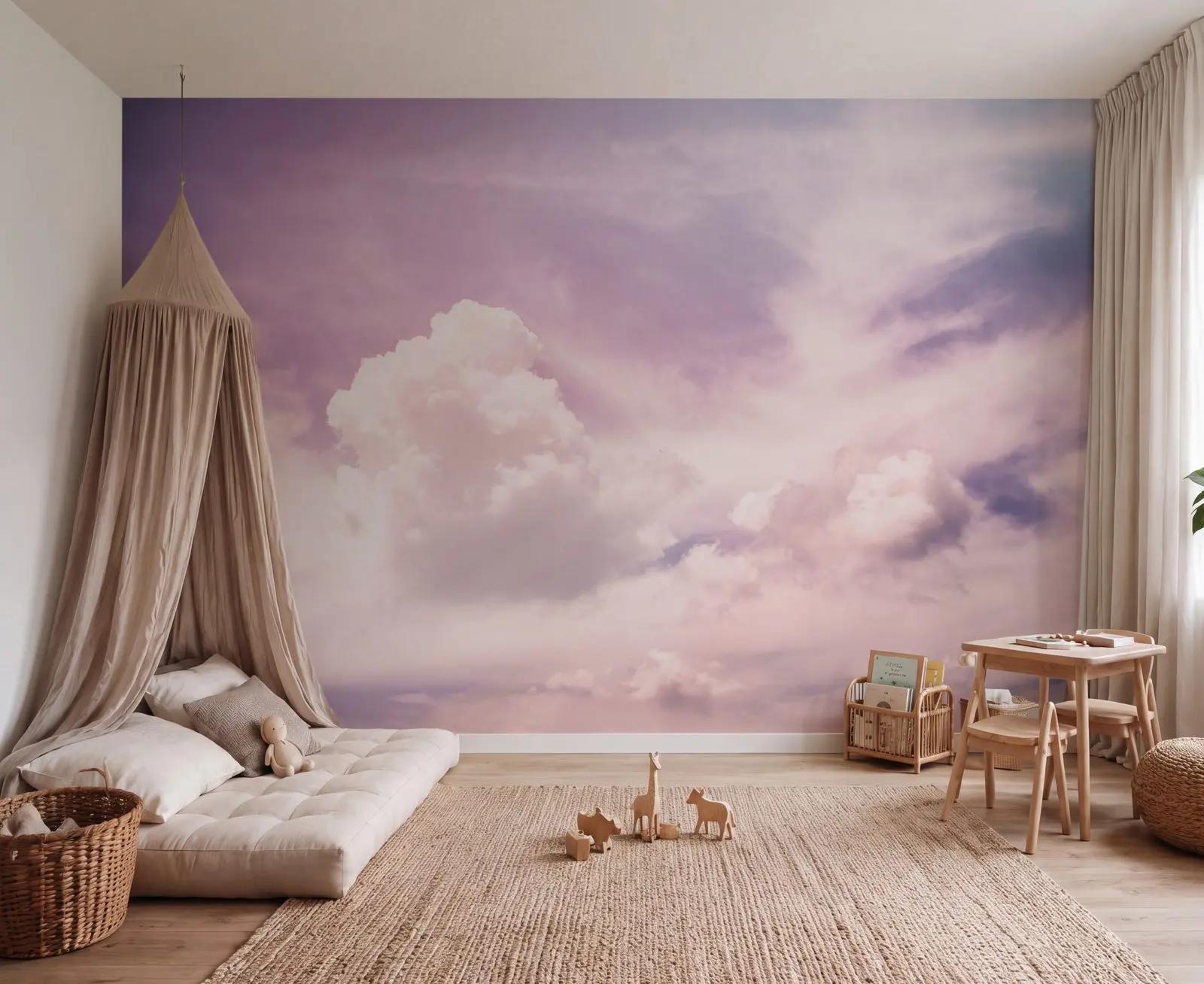 Pink Sky Cloud Wallpaper Mural