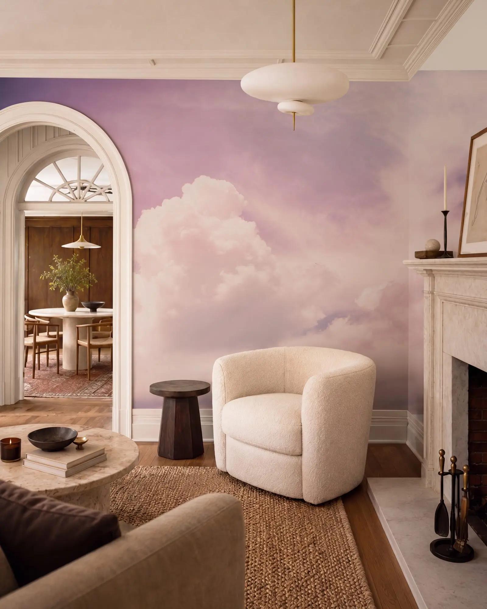 Pink Sky Cloud Wallpaper Mural