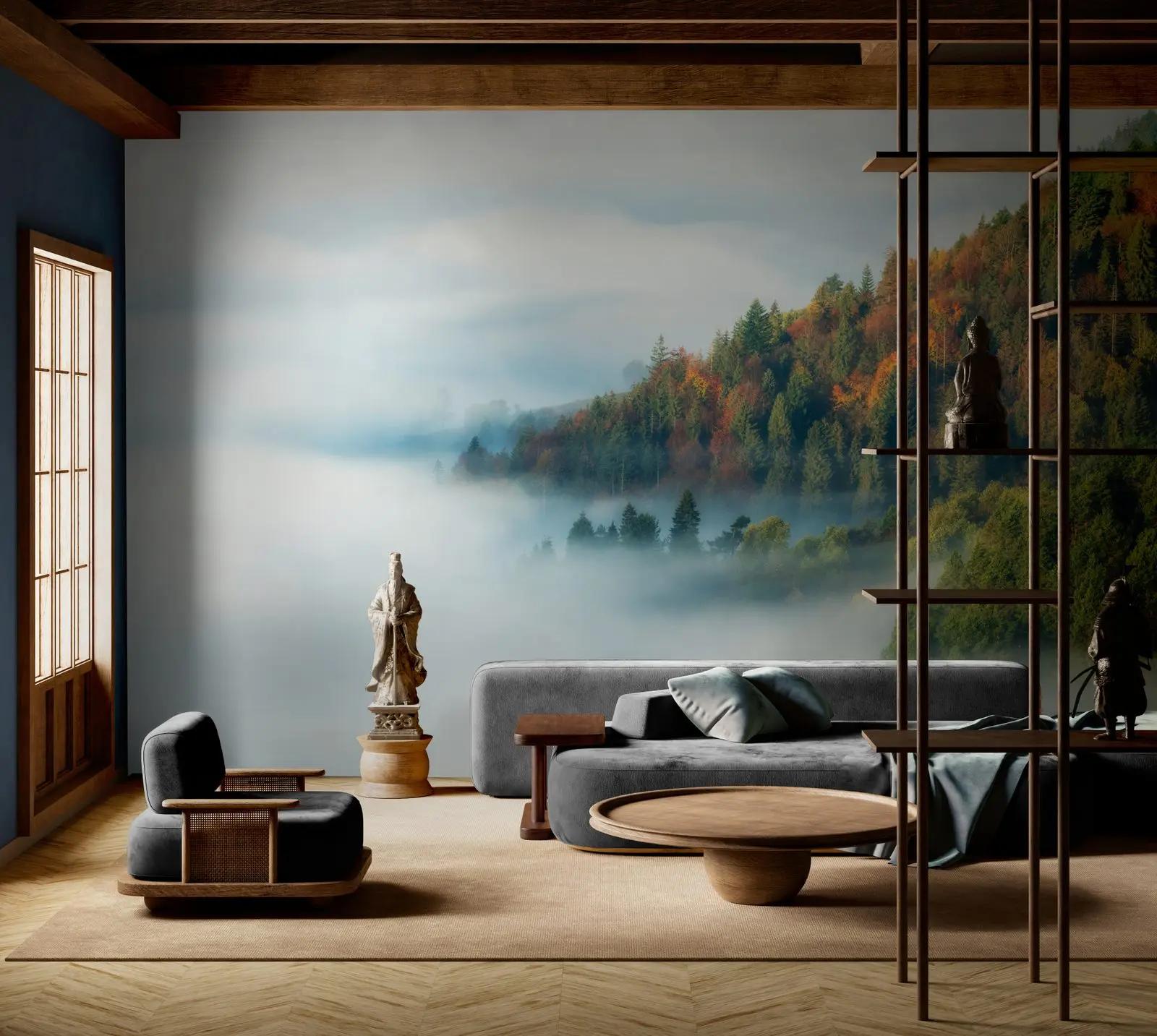 Misty Autumn Forest Wallpaper Mural
