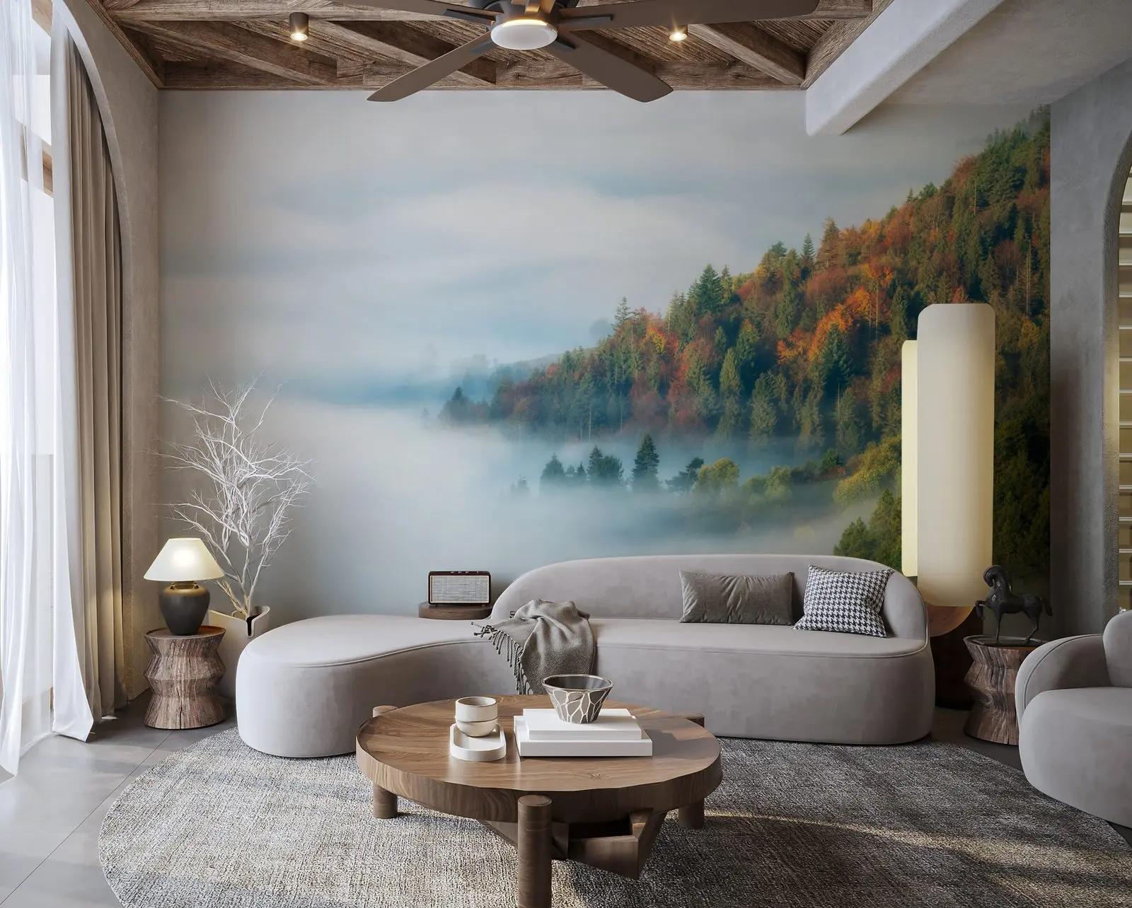 Misty Autumn Forest Wallpaper Mural