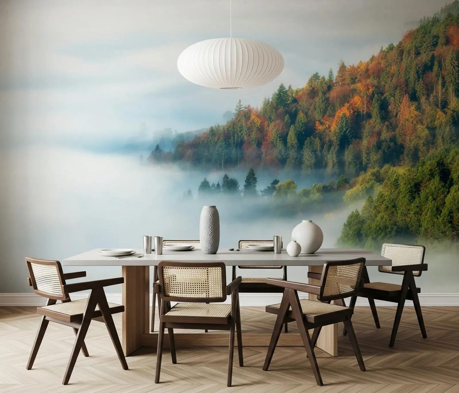 Misty Autumn Forest Wallpaper Mural