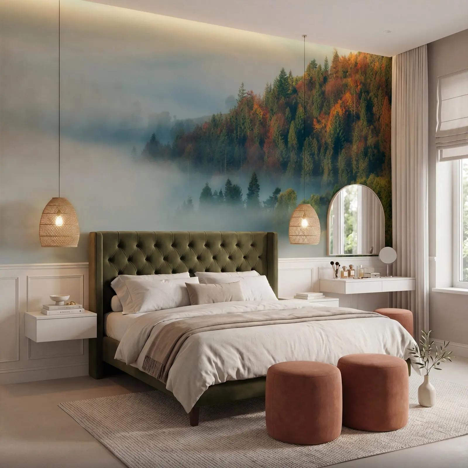 Misty Autumn Forest Wallpaper Mural