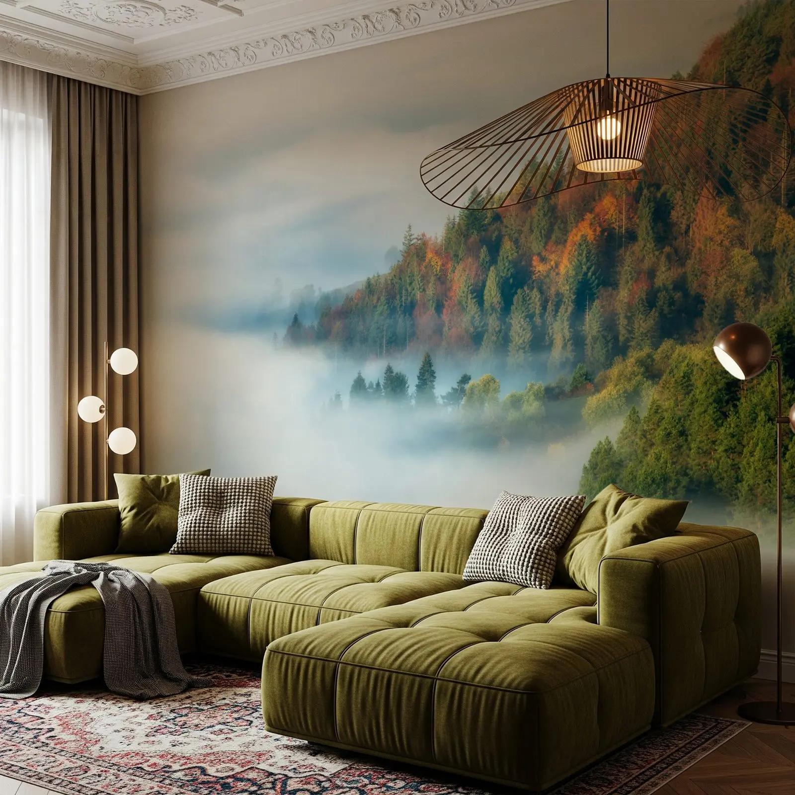 Misty Autumn Forest Wallpaper Mural