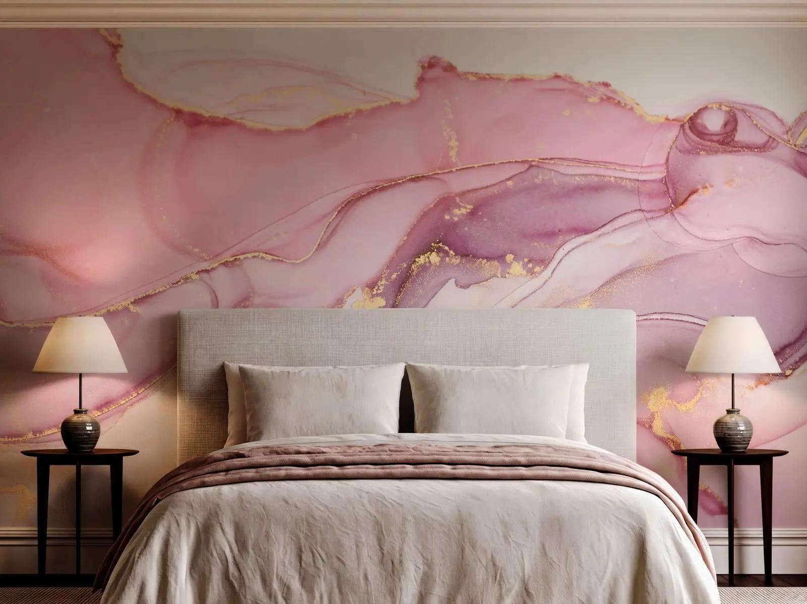 Purple Wallpaper Mural with Gold Veining