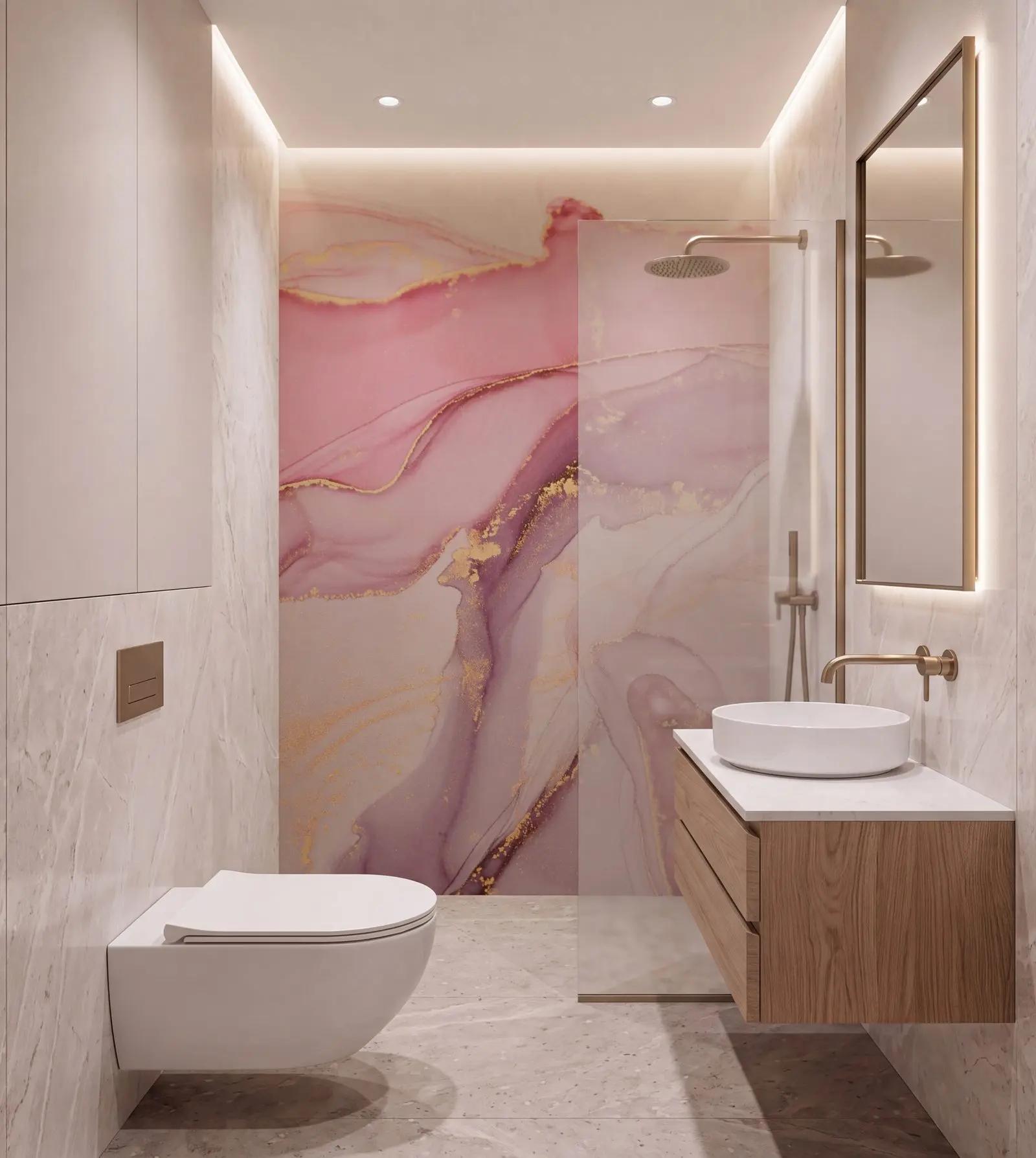 Purple Wallpaper Mural with Gold Veining