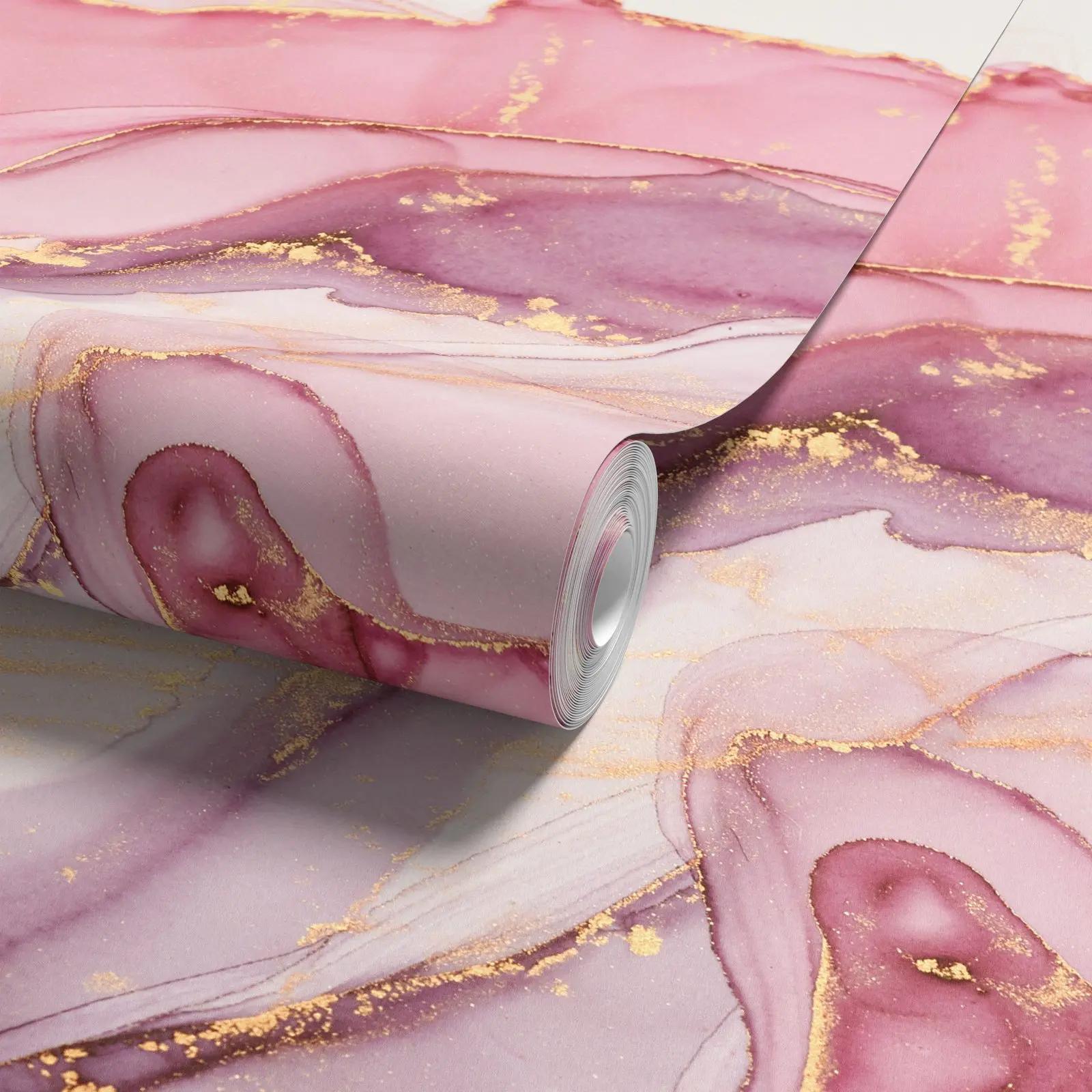 Purple Wallpaper Mural with Gold Veining