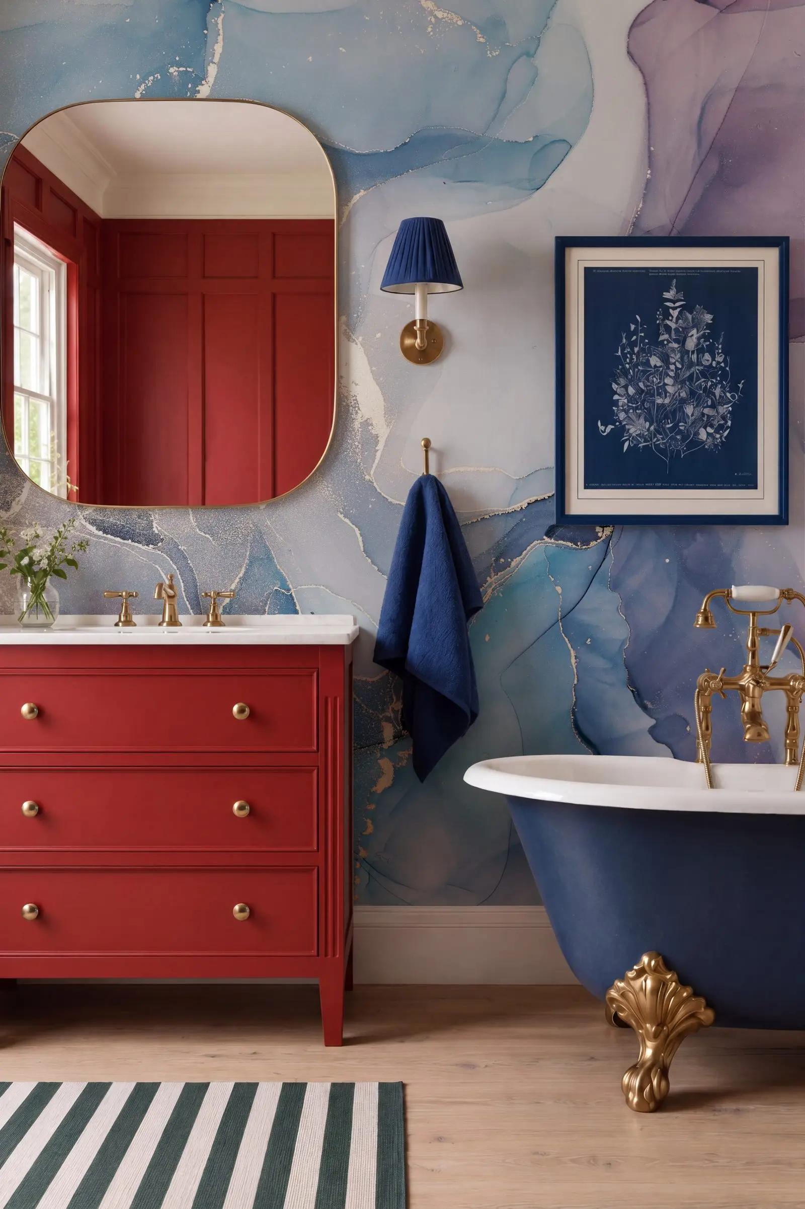 Black and Purple Wallpaper Mural with Blue Ink
